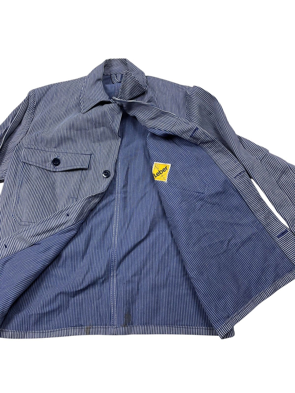 Le Laboureur Vintage 60s Sanfor Striped Leber Jacket German Utility Size US S / EU 44-46 / 1 - 8 Thumbnail