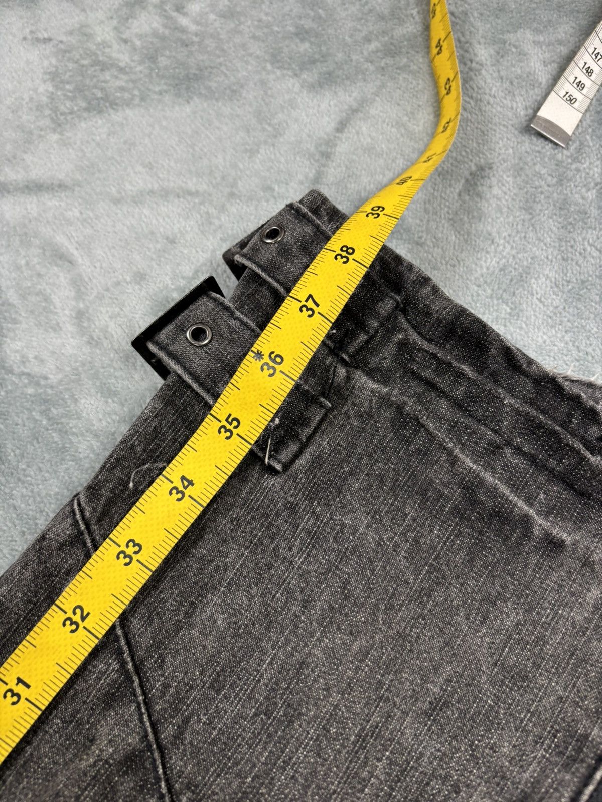 14th Addiction Black Boccaro Bondage Distressed Flared Jeans S0222 Size US 29 - 21 Thumbnail