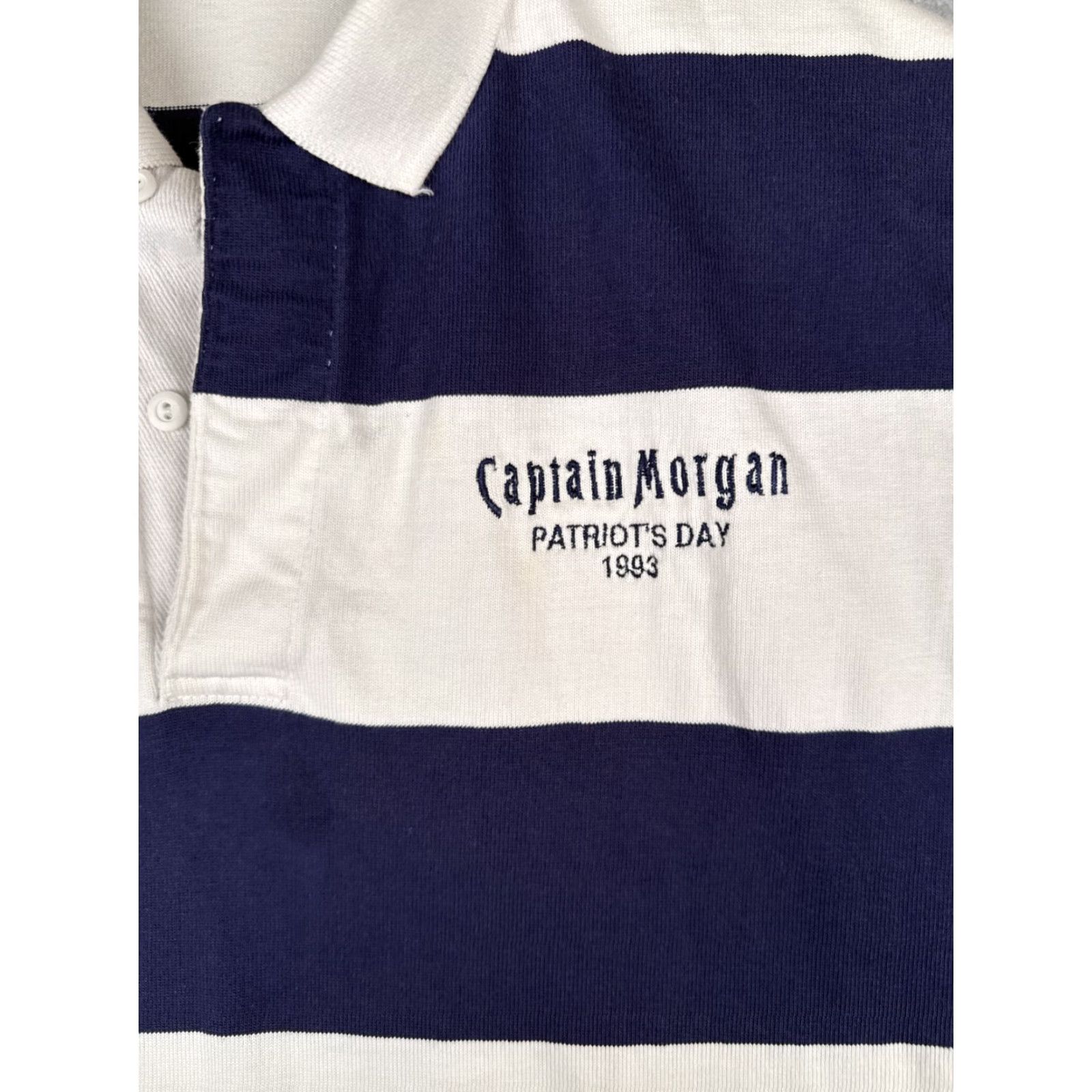 VINTAGE Outer Banks Polo Shirt Mens Large Blue White Rugby Captain Morgan 1993 Polo Mens Large Blue White Rugby 1993