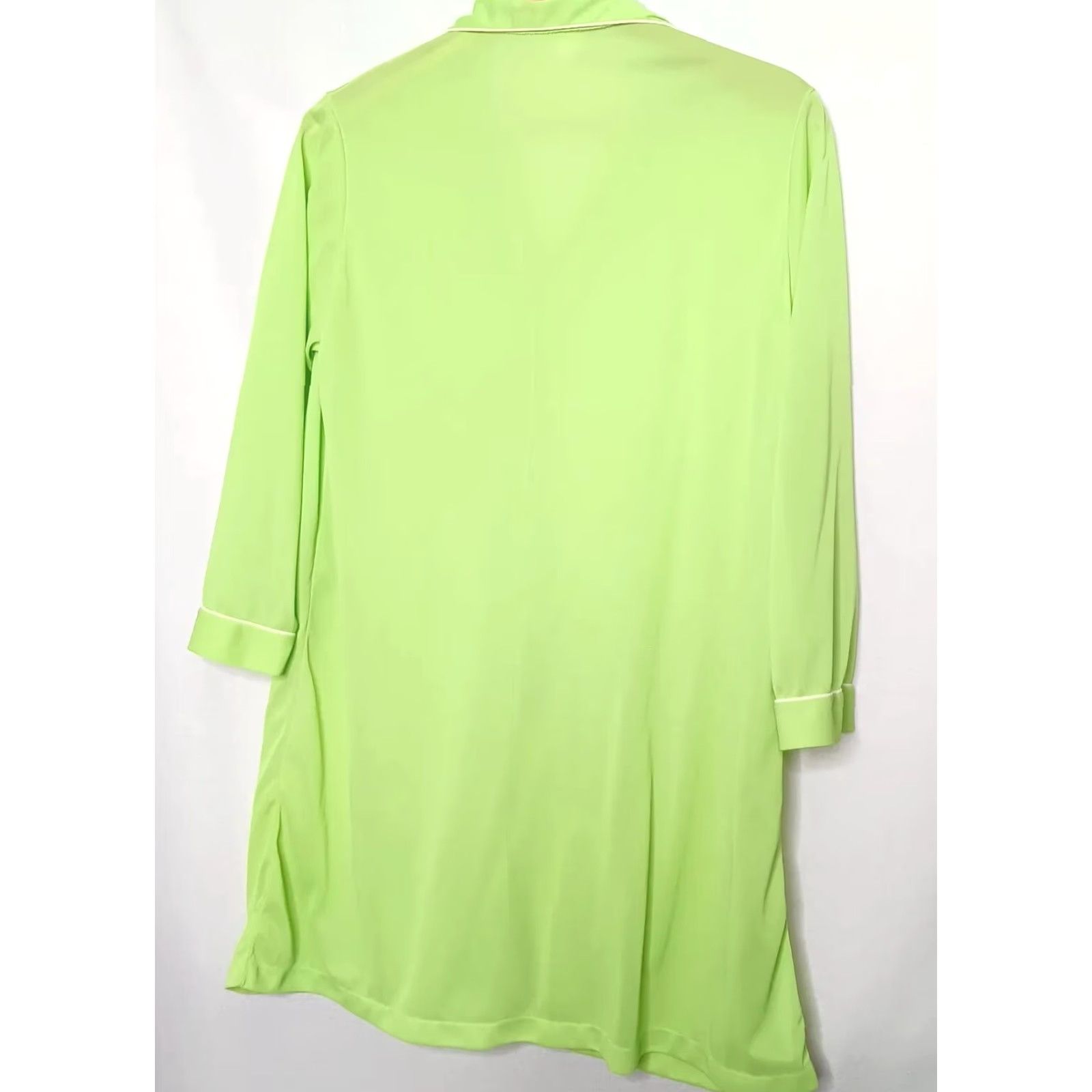 Vintage VINTAGE Unbranded Nightgown Women’s Large Green Nylon Button-Up Knee-Length Flaws Size ONE SIZE - 2 Thumbnail
