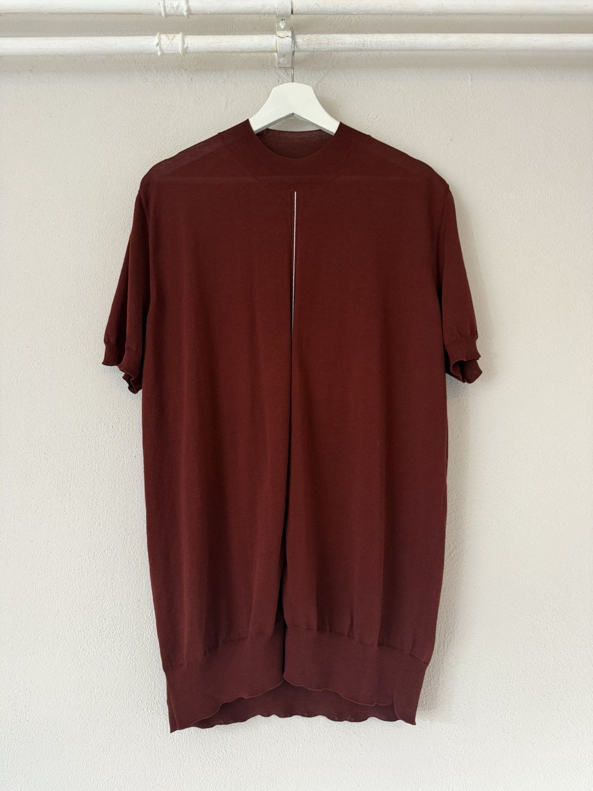 Hermes Hermès Burgundy Oversized Cotton Knit Tee Size US L / EU 52-54 / 3 - 1 Thumbnail