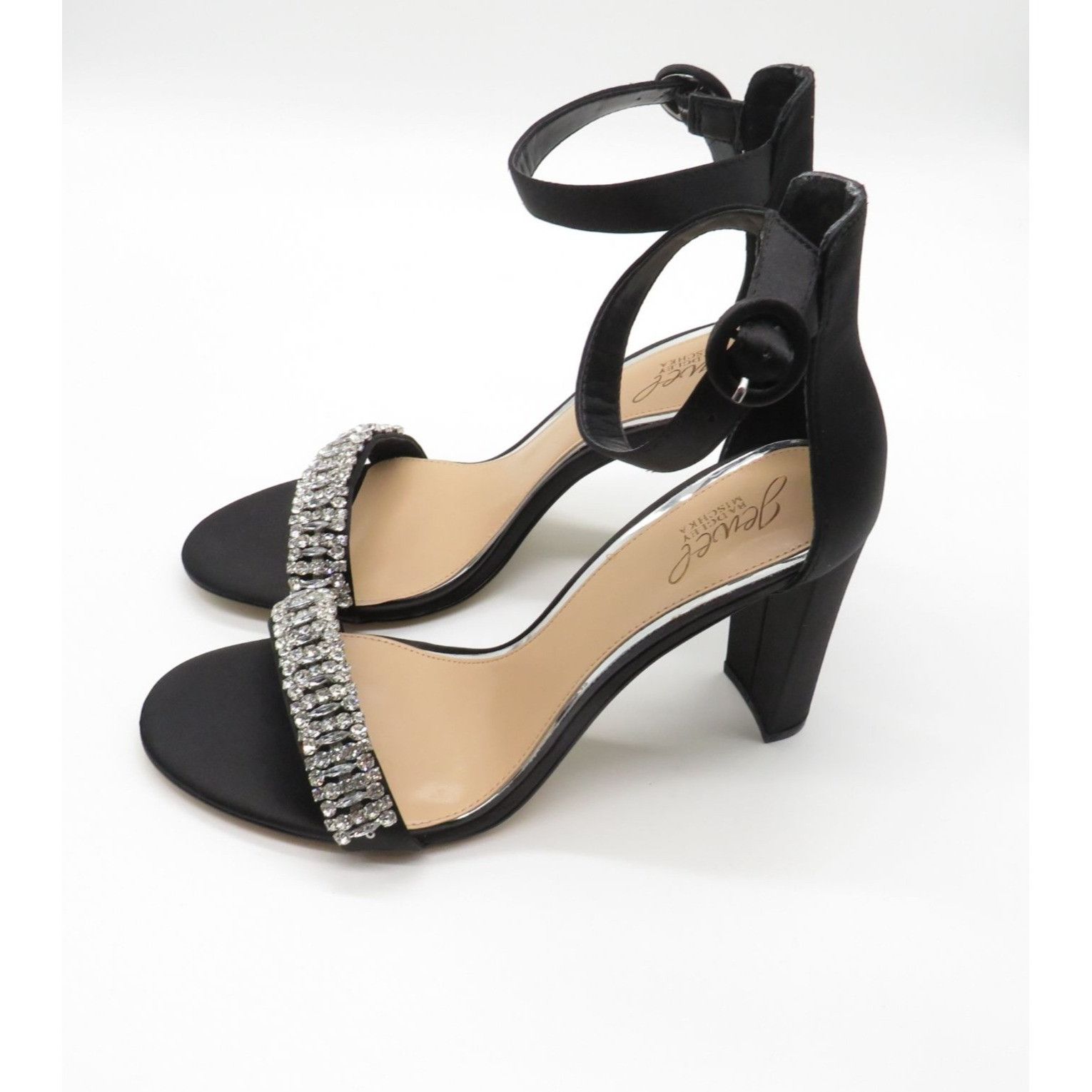 Other Jewel By Badgley Mischka Women's Black Sandals Rhinestone Ac Size US 10 / IT 40 - 5 Thumbnail