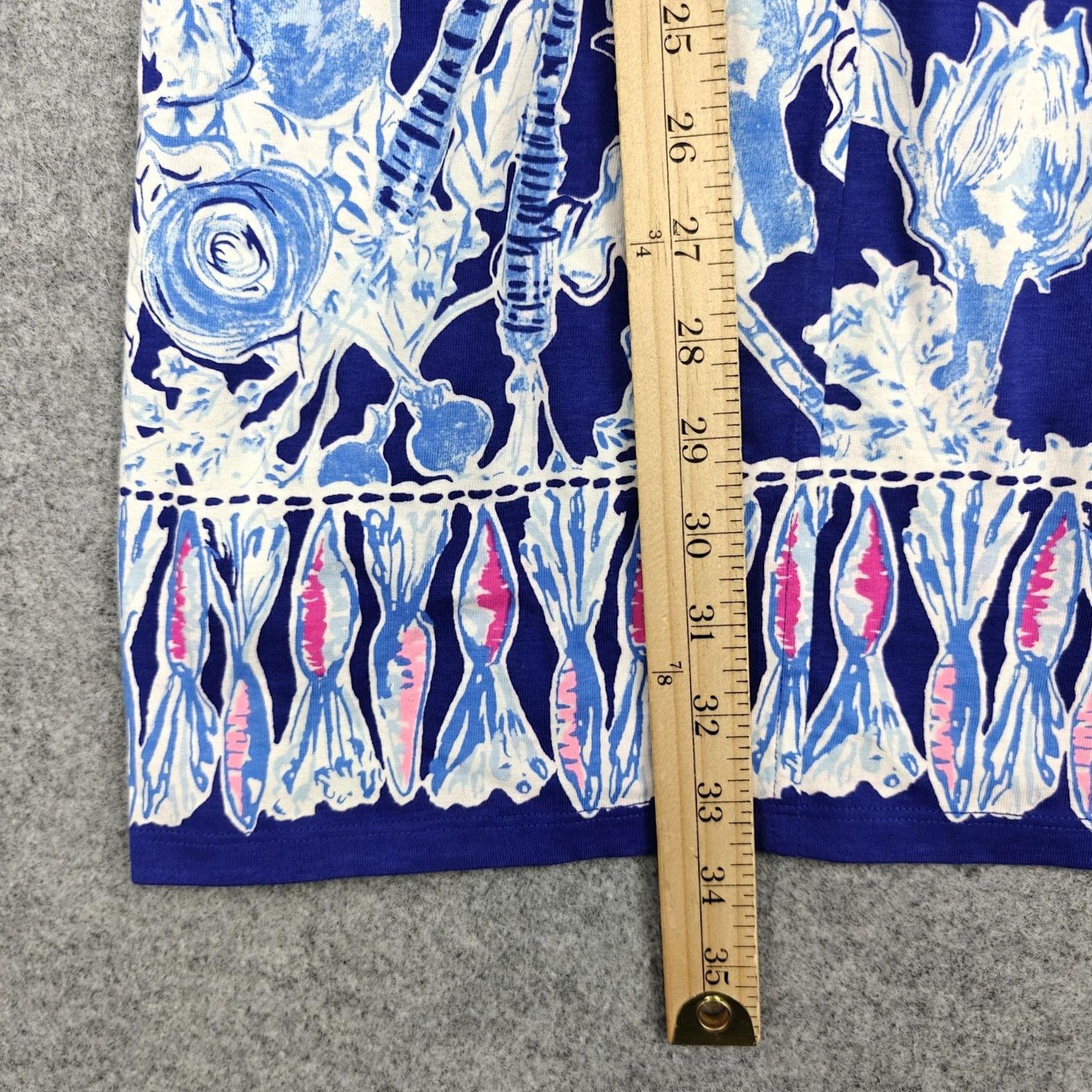 Lilly Pulitzer Lilly Pulitzer Dress Womens S Blue Floral Jersey Ruffle Bell Sleeve Shift Size S / US 4 / IT 40 - 7 Thumbnail