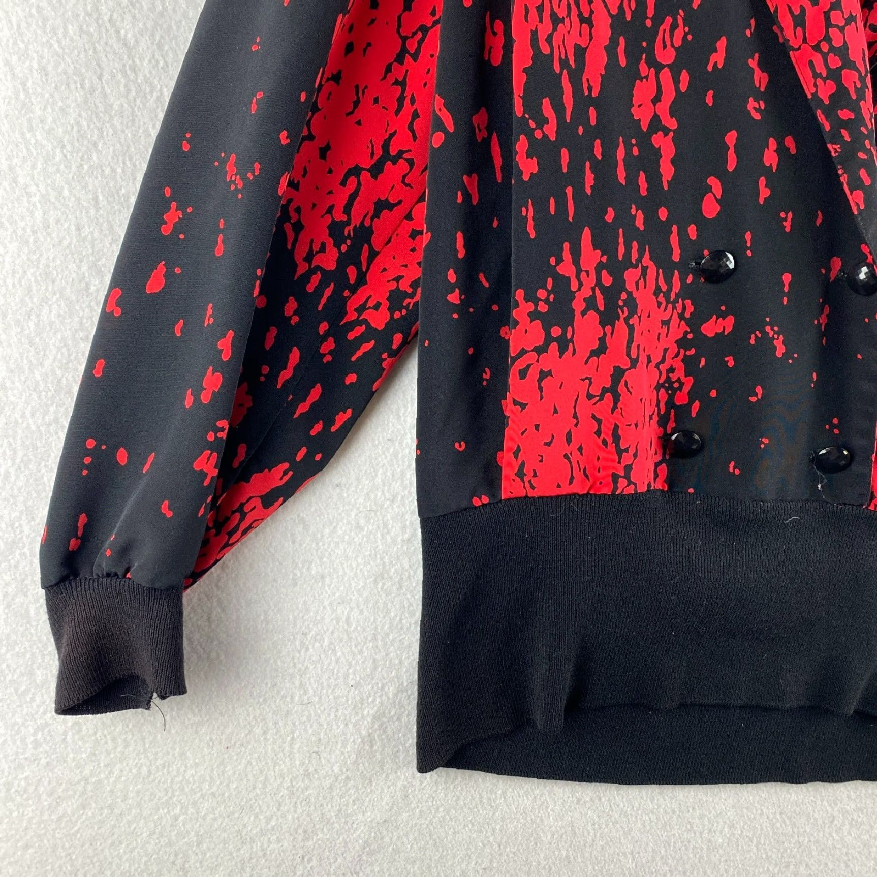 Vintage VINTAGE Miss Maggy Blouse Womens L Black Geometric 80s 90s Shoulder Pad Notch Collar Long Sleeve Casual Party/Cocktail Shirt Womens Size L / US 10 / IT 46 - 4 Thumbnail