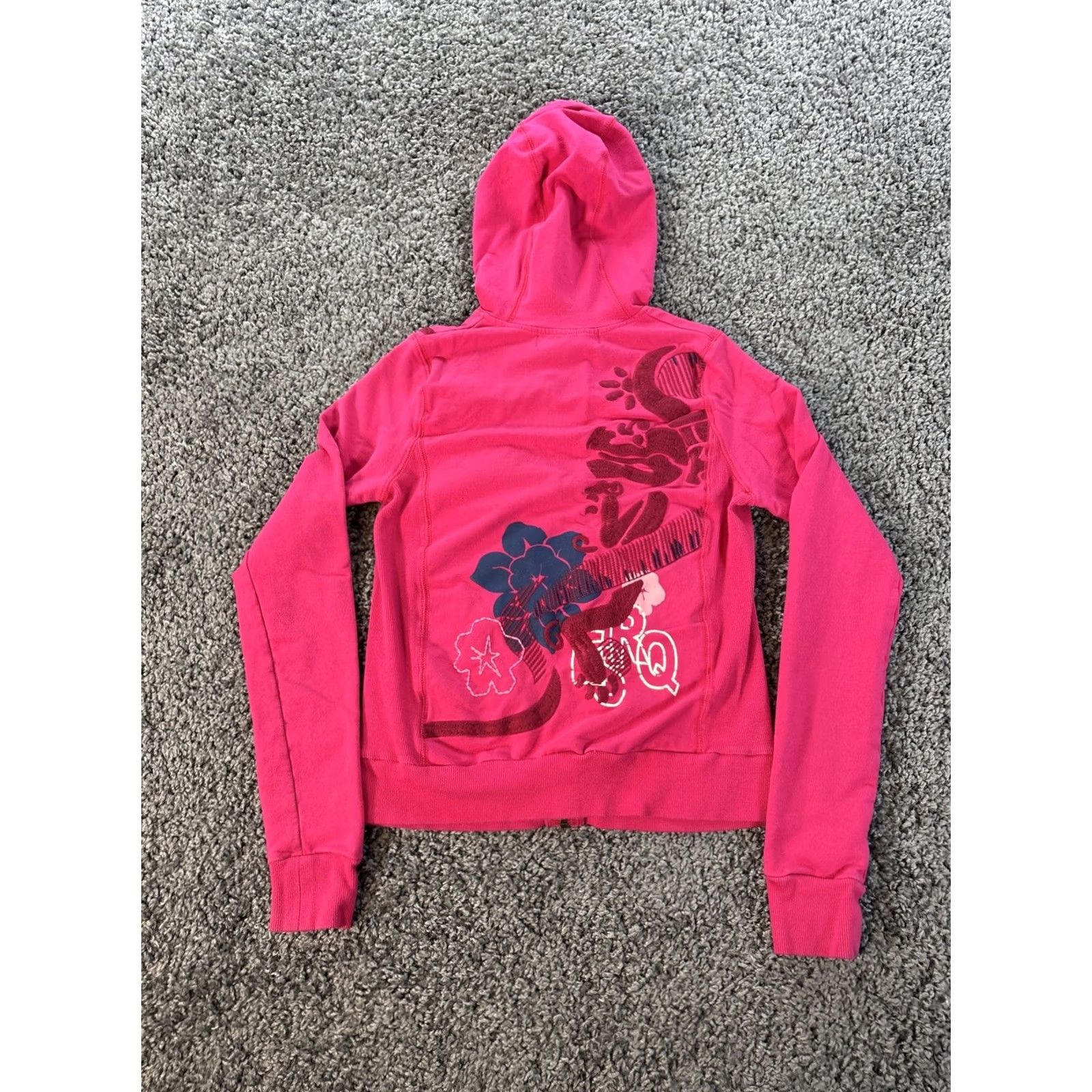 Vintage VINTAGE Request Hoodie Mens Medium Full Zip Floral Embroidered Y2K Pink Corona? Size US M / EU 48-50 / 2 - 6 Thumbnail