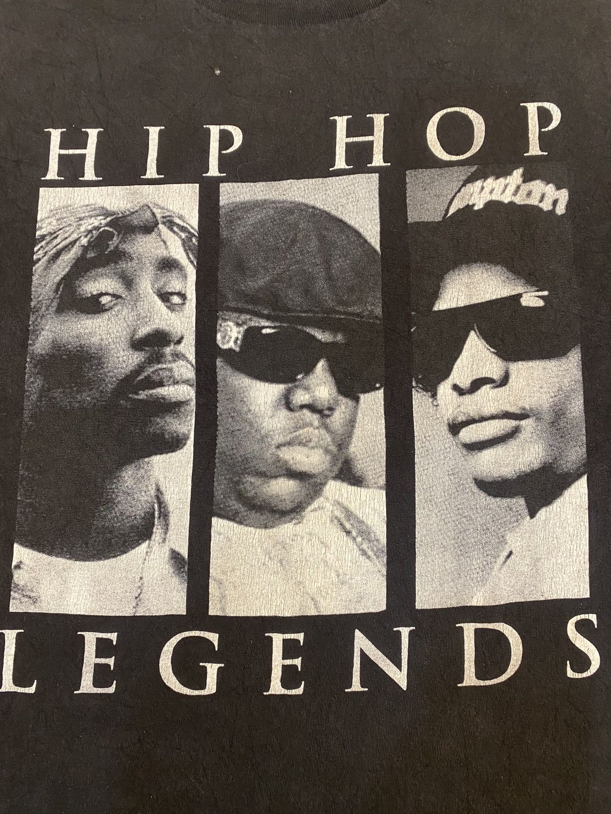 image of Notorious Big x Rap Tees Y2K Hiphop Lagends Tupac Shakur Notorious Easye Shirt in Black (Size 2XL)