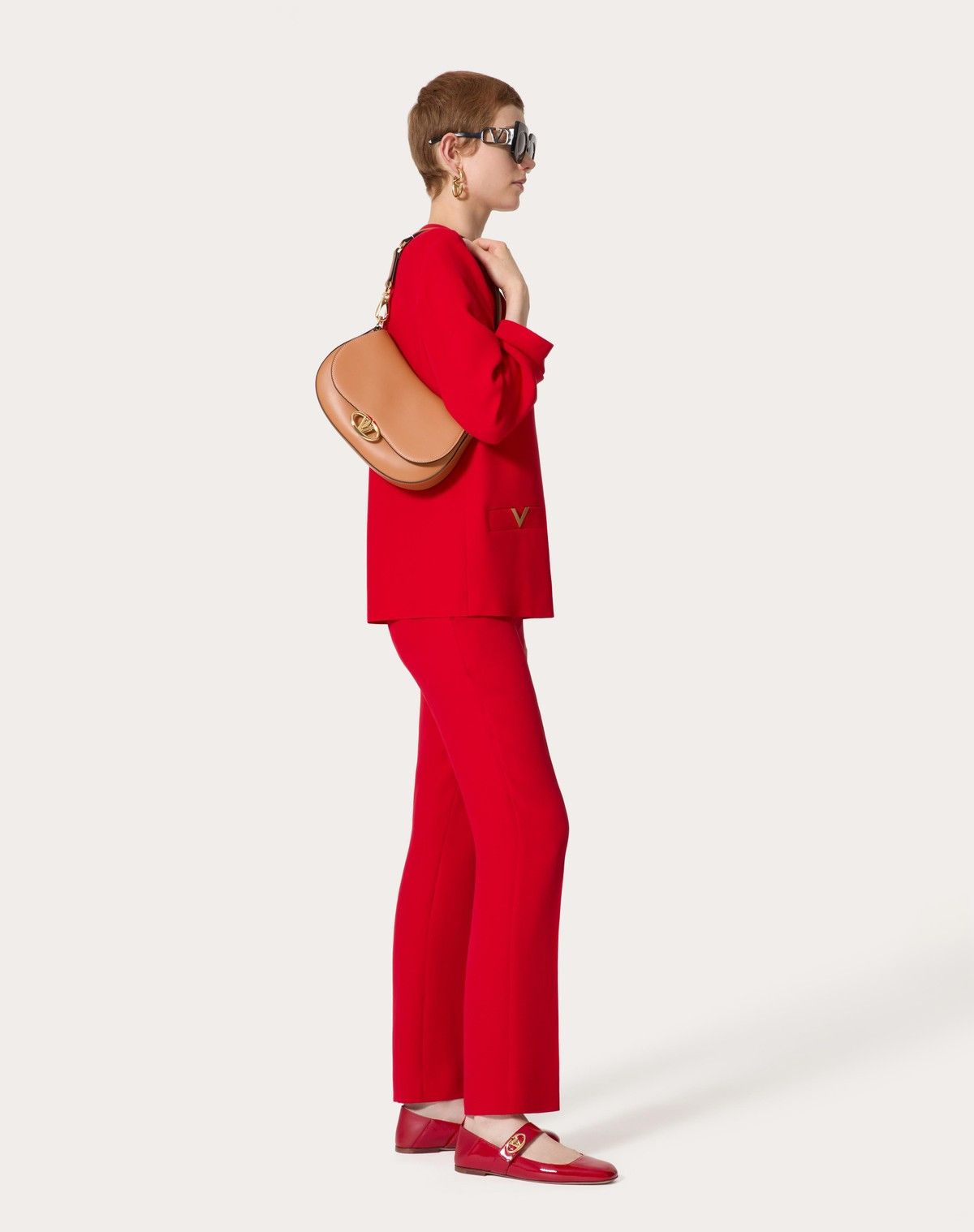 Valentino o1s1wg110525 Cady Couture Trousers in Red Size 30" / US 8 / IT 44 - 3 Thumbnail