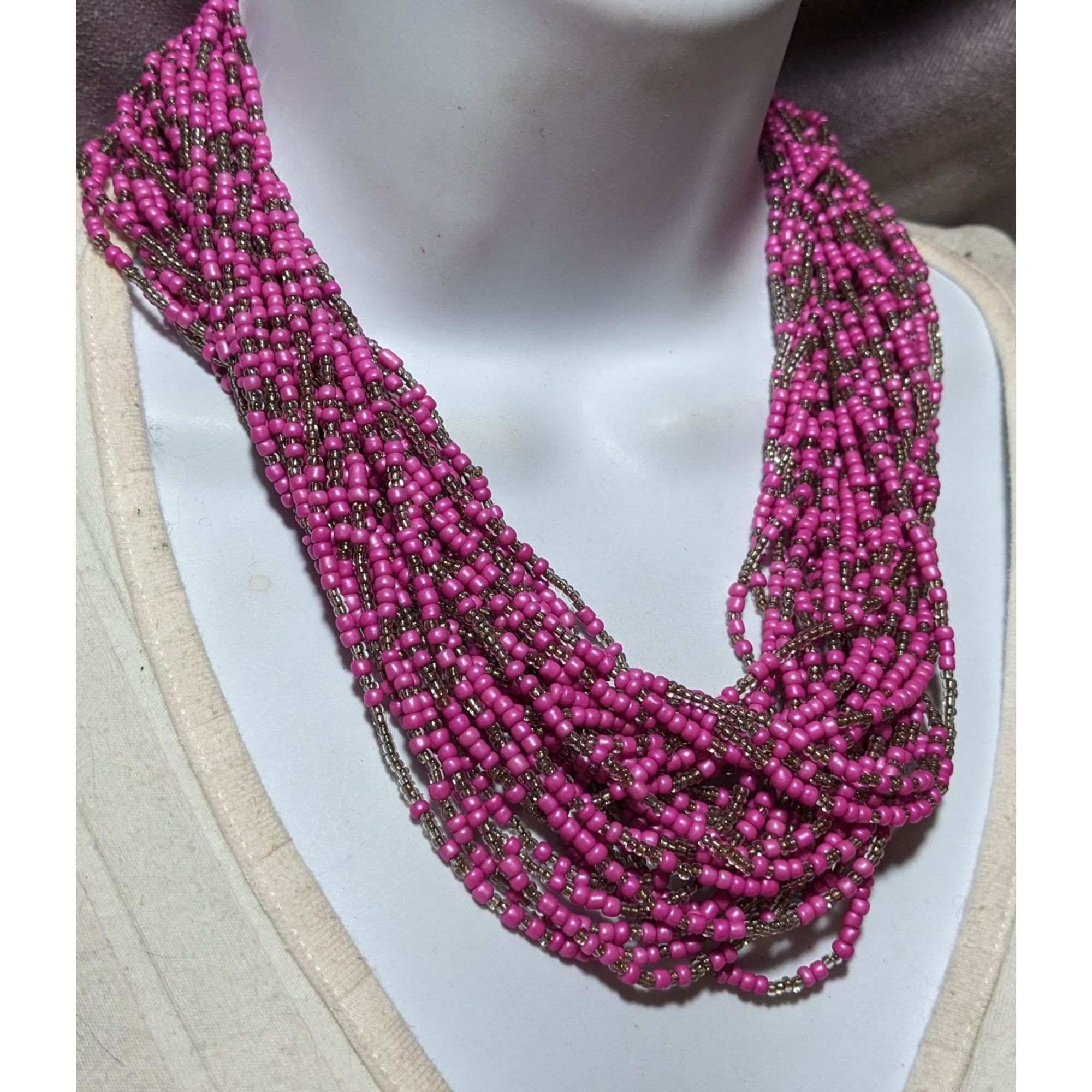 Other Retro Pink Beaded Multilayer Glass Necklace Size ONE SIZE - 3 Thumbnail