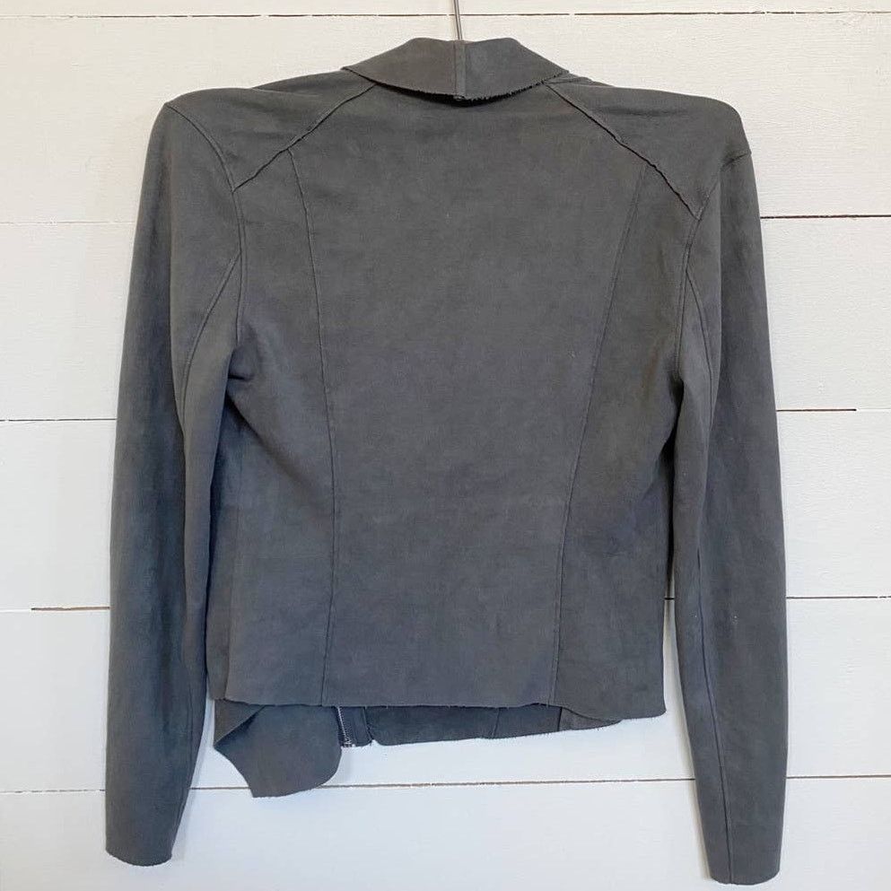 BLANKNYC BLANKNYC Drape Front Suede Asymmetrical Zip Jacket in Grey Size XS / US 0-2 / IT 36-38 - 3 Thumbnail