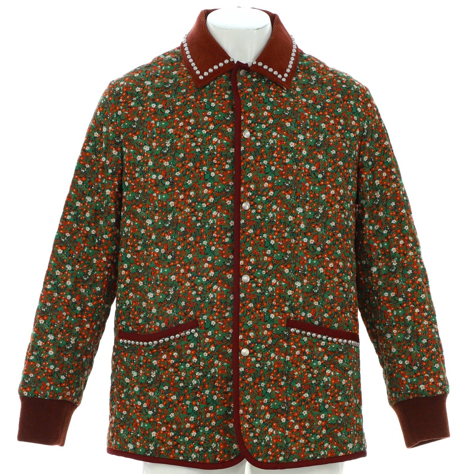 image of Gucci Men's Floral Print Jacket Embroidered Quilted Printed (Size XL)