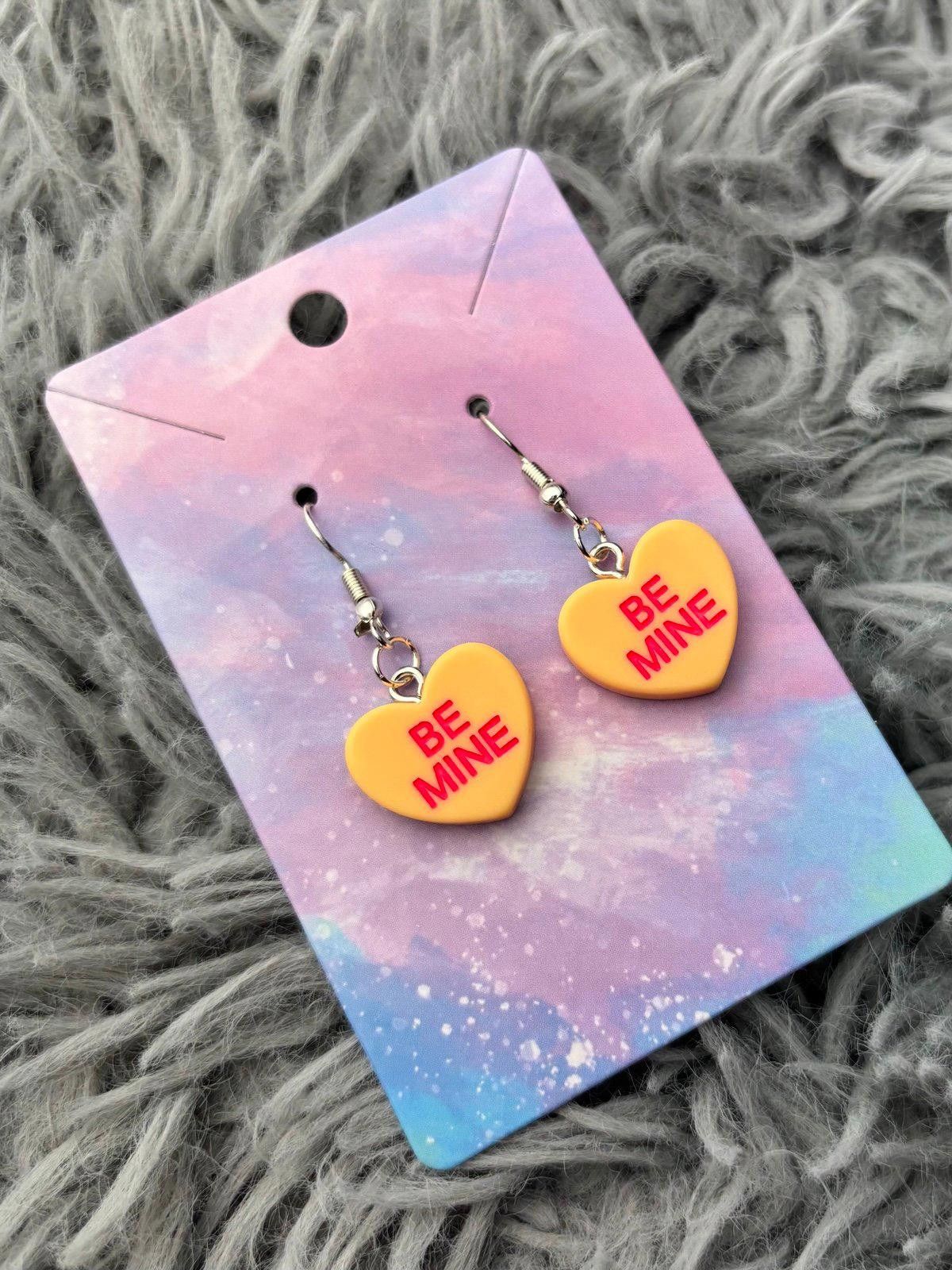 Handmade Orange Heart valentines sweethearts earrings Size ONE SIZE - 1 Preview