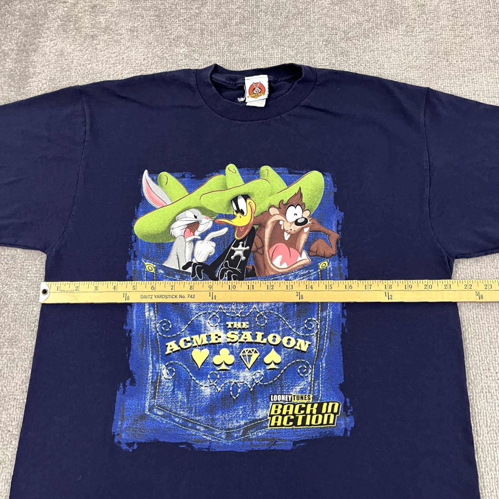 Vintage VINTAGE Looney Tunes T-Shirt Men Large Bugs Bunny Taz Back in Action Acme Logo Graphic Tee Blue 90s Size US L / EU 52-54 / 3 - 5 Thumbnail