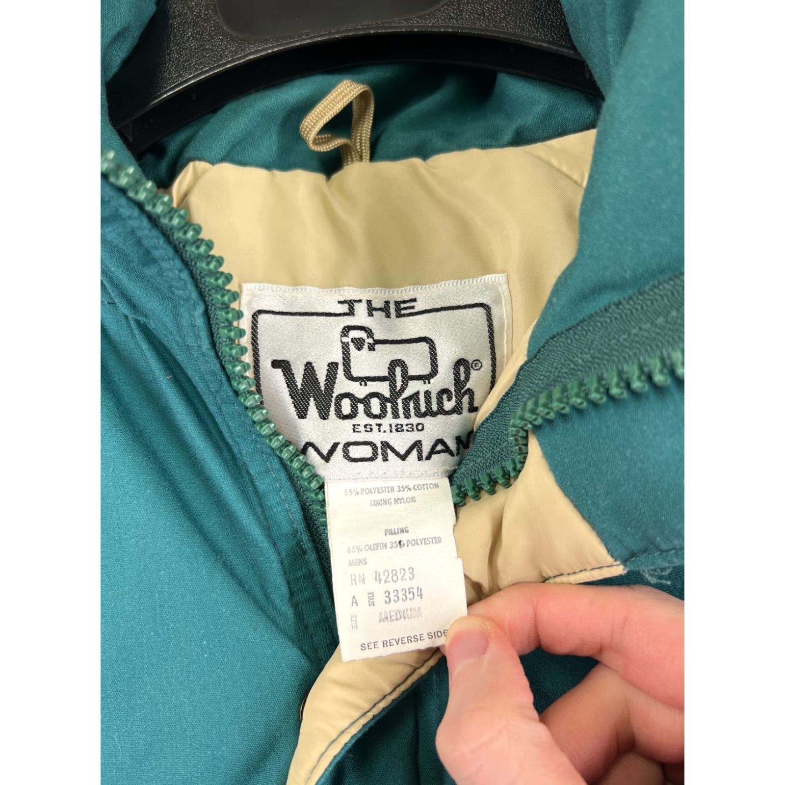 Vintage Woolrich Jacket Womens M Teal Hooded Pockets Winter Coat Polyester Knit All Seasons Long Sleeve Modern Overcoat Casual Everyday Size M / US 6-8 / IT 42-44 - 3 Thumbnail
