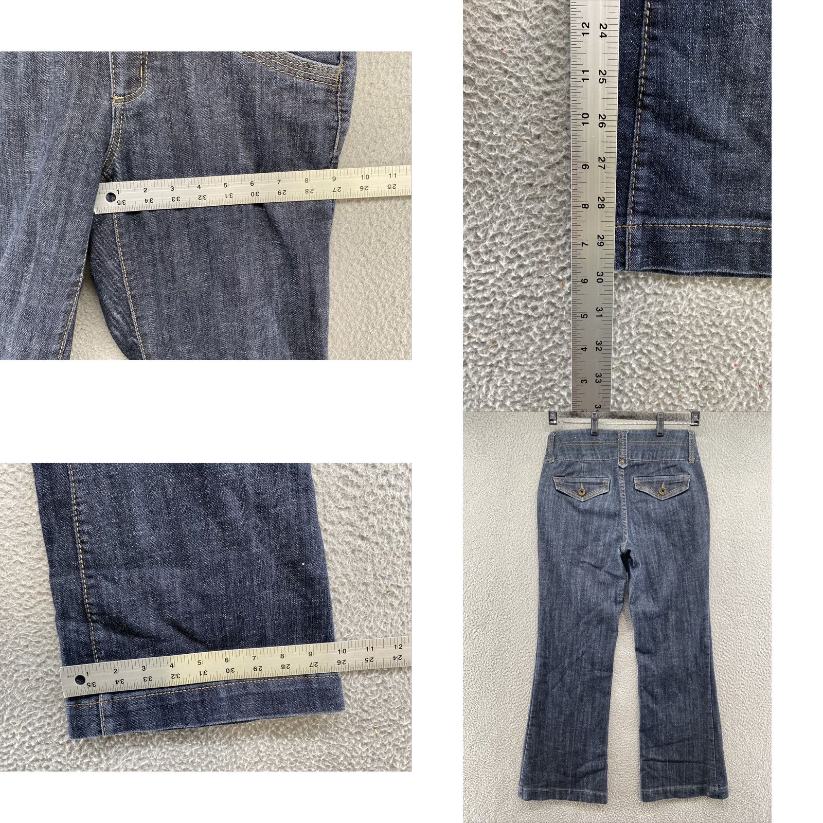 Vintage Maurices Womens Blue Denim Dark Wash Flap Pocket Wide Leg Jeans SZ 4s Regular Mid Rise Denim Pocket Western 5-Pocket Womens Size 27" / US 4 / IT 40 - 8 Thumbnail
