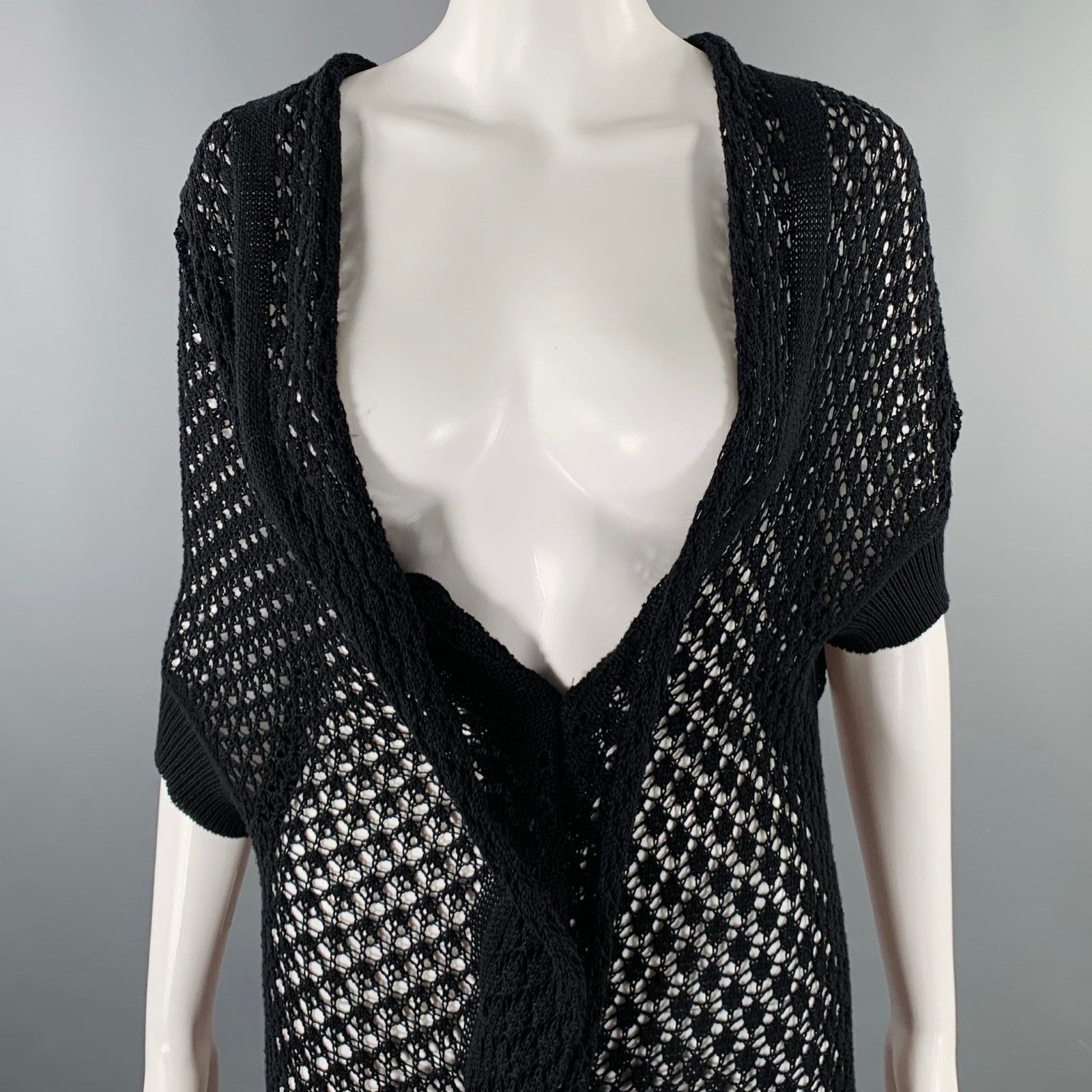 Vintage VINTAGE Size M Black Crochet Textured Short Sleeve Vest Size M / US 6-8 / IT 42-44 - 2 Thumbnail