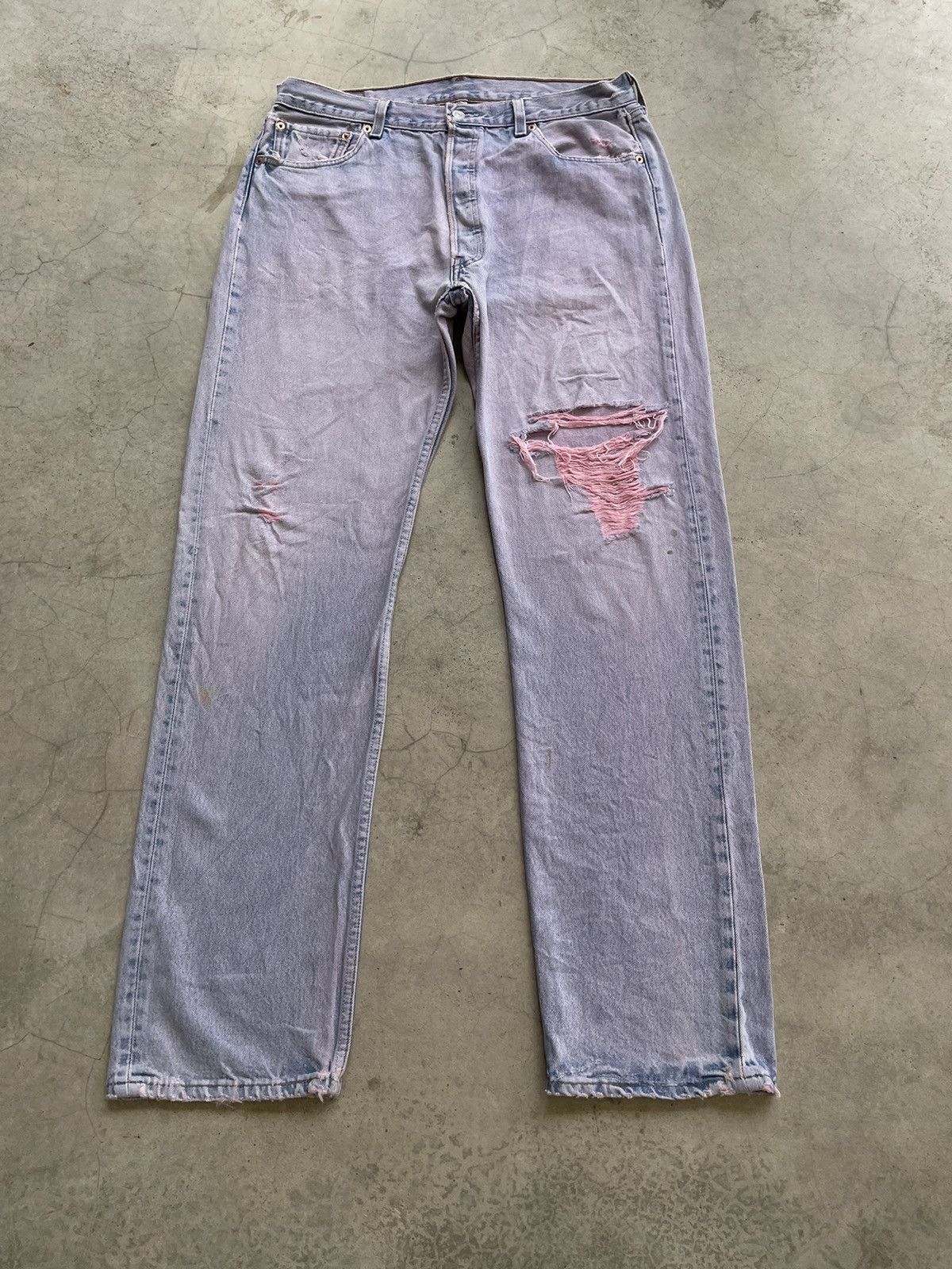 Vintage 90s Levis 501 Overdyed Distressed Jeans