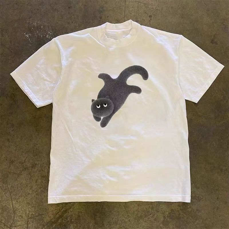Japanese Brand White casual retro cute cat print t-shirt Size US M / EU 48-50 / 2 - 1 Thumbnail