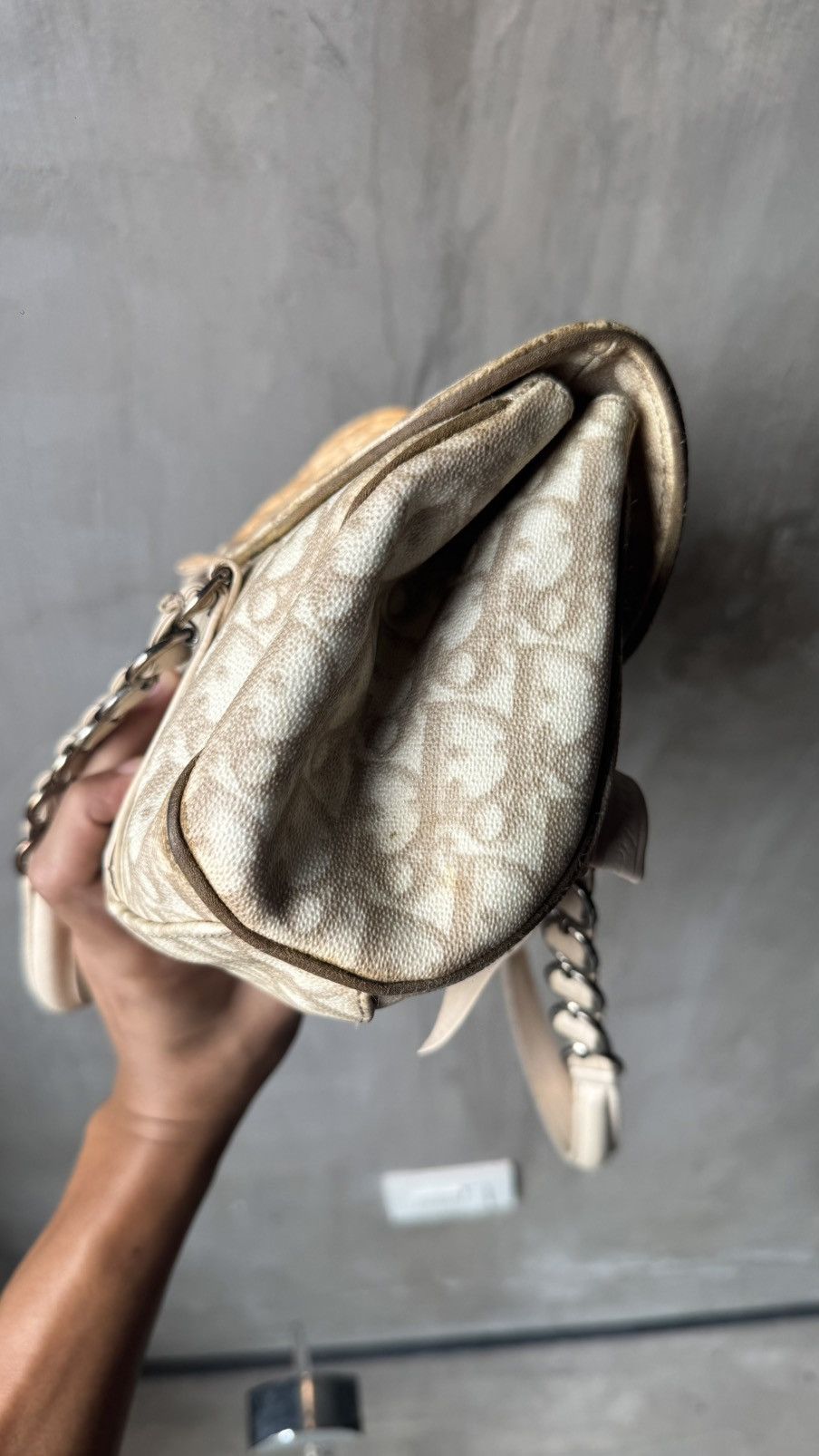 Dior Christian Dior Trotter Canvas Romantic Hand Bag PVC Beige Size ONE SIZE - 10 Thumbnail