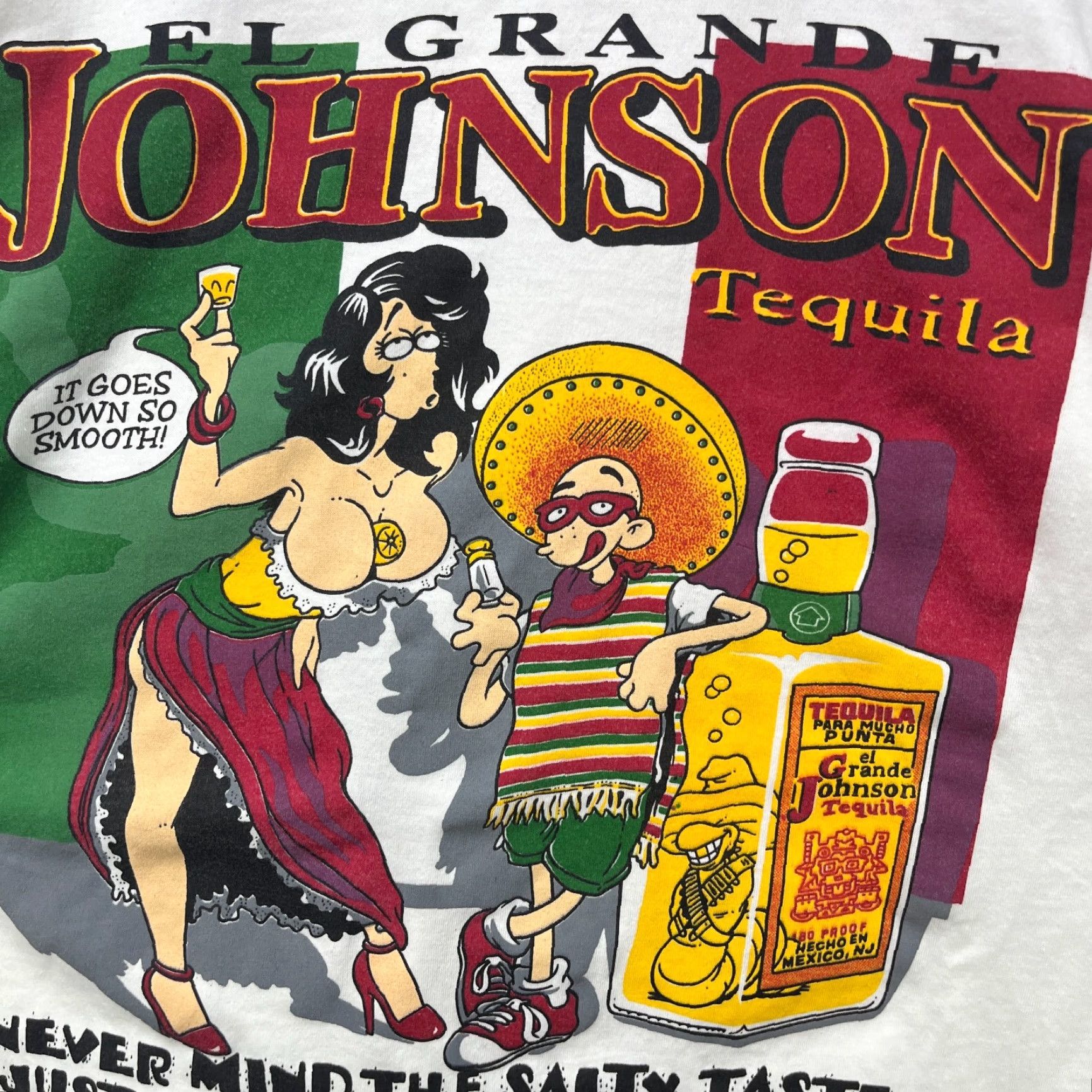 Vintage VINTAGE 90s El Grande Johnson Mexico Tequila Souvenir T-shirt Large Funny Sex Shirt Mens L White Size US L / EU 52-54 / 3 - 3 Thumbnail