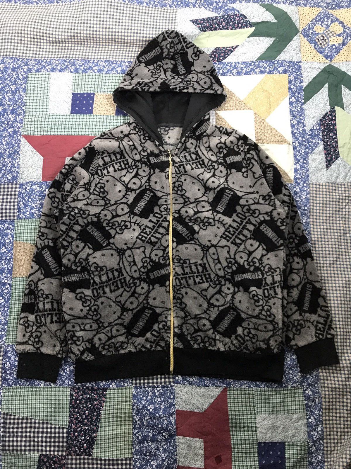 🔥Rare🔥Vintage Hello Kitty Full Print Fleece Zipper Hooded