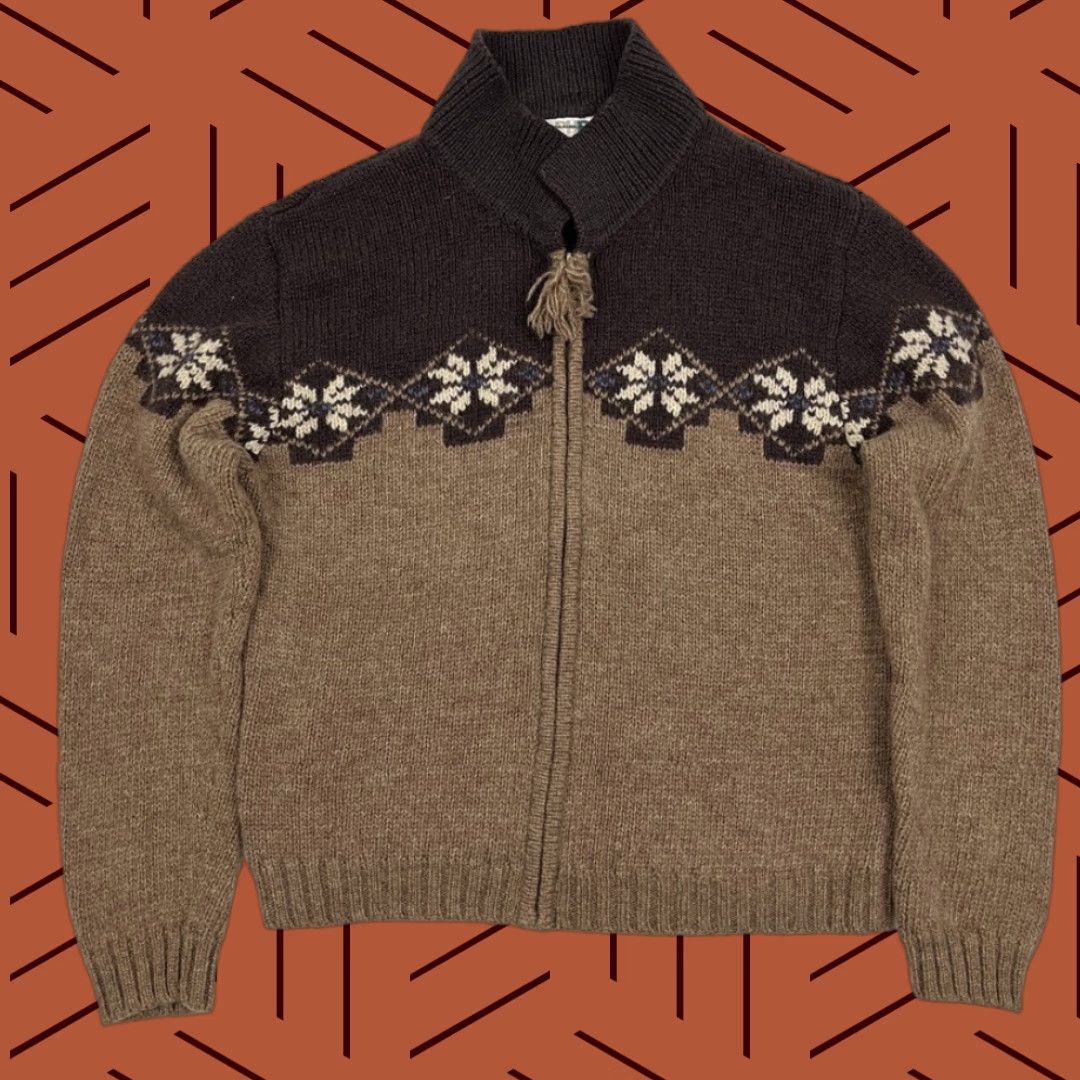 Vintage VINTAGE Paul Harris Cardigan Sweater Women XL Brown Fair Isle Full Zip Wool Knit Set Casual, Workwear, Party Womens Size XL / US 12-14 / IT 48-50 - 1 Thumbnail