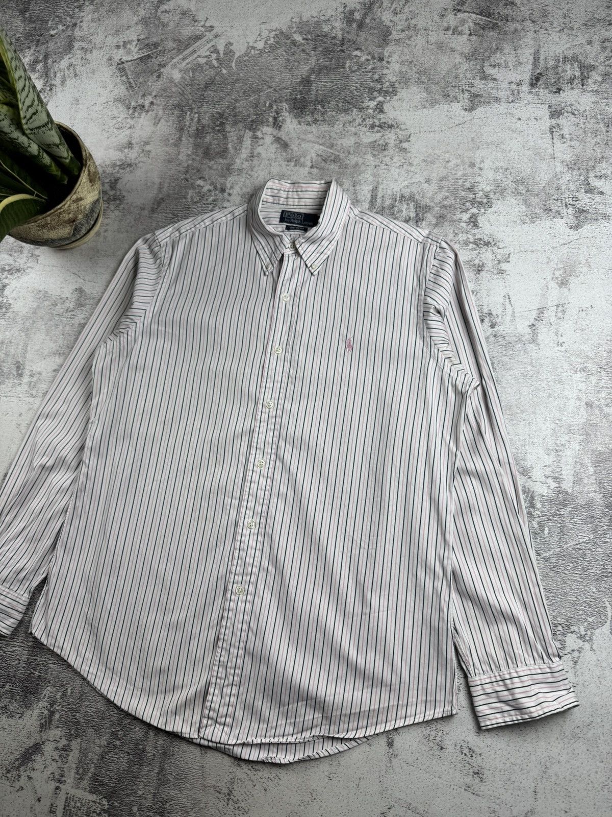 Polo Ralph Lauren Polo Ralph Lauren White Pink Large Size Button Striped Classic LongSleeve Shirt Size US L / EU 52-54 / 3 - 3 Thumbnail