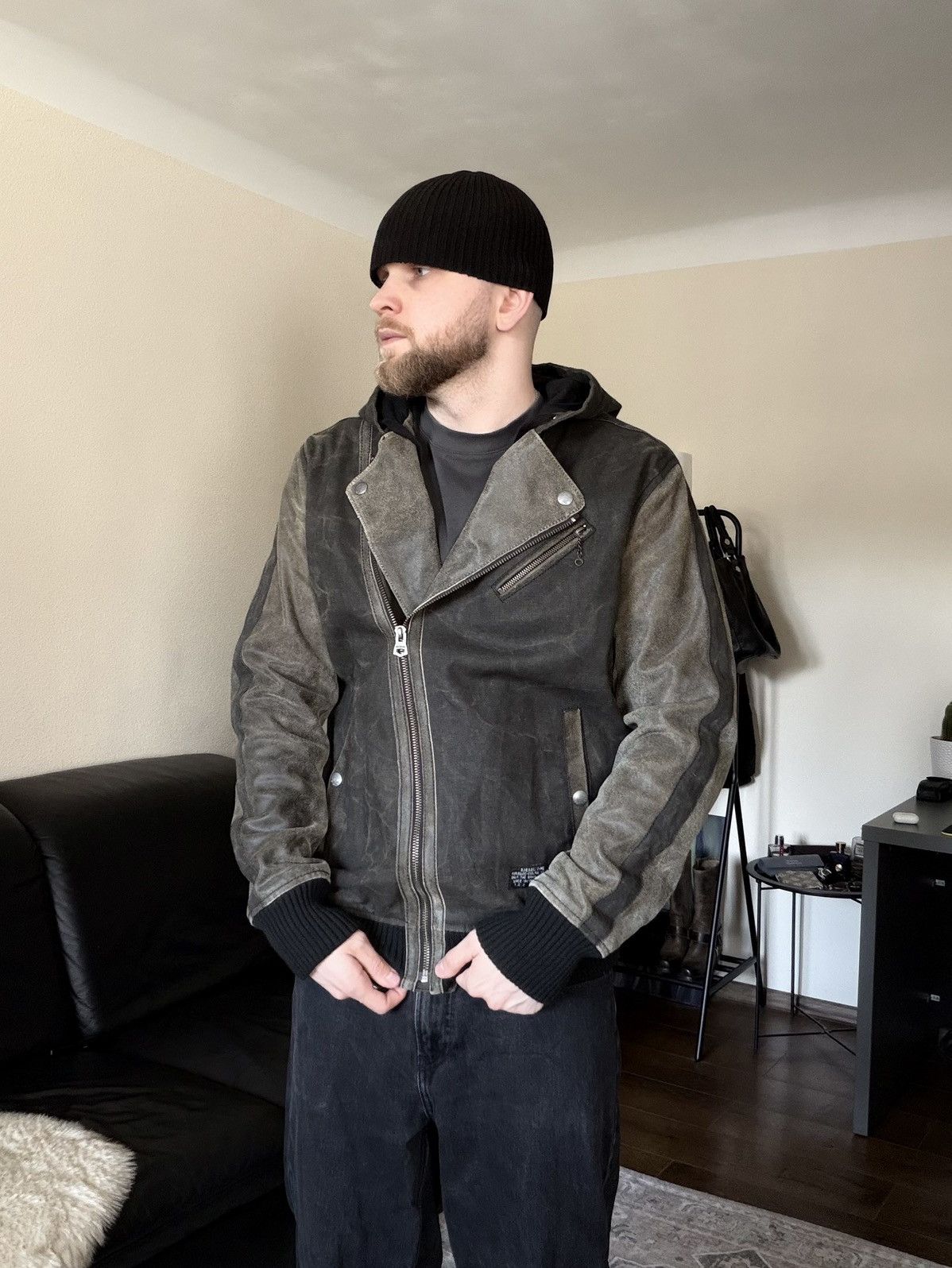 Diesel Diesel Archive Leather Jacket Asymmetric Zip Hooded Biker Size US M / EU 48-50 / 2 - 3 Thumbnail