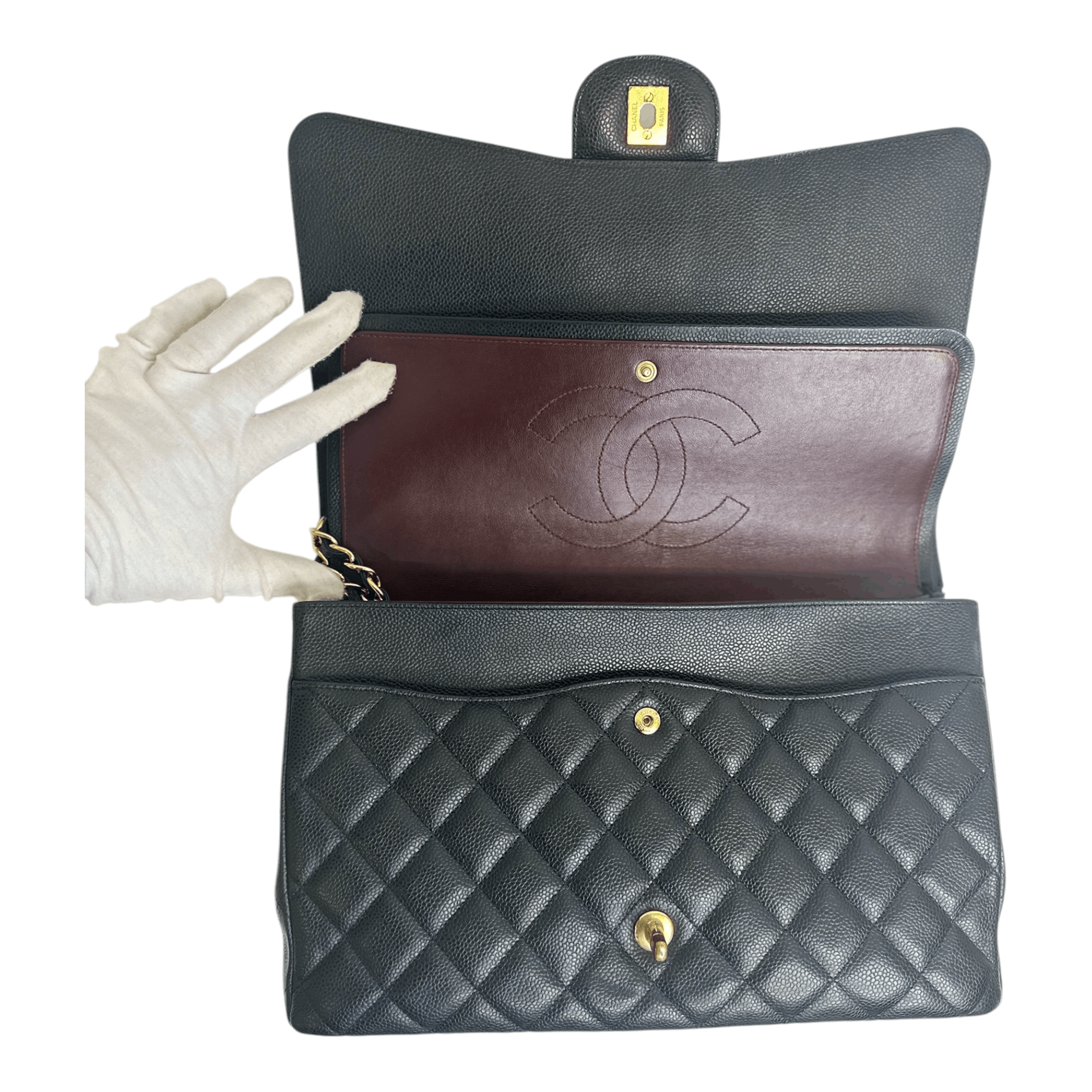 Chanel Chanel Maxi Caviar Double Flap Black/Gold Size ONE SIZE - 6 Thumbnail