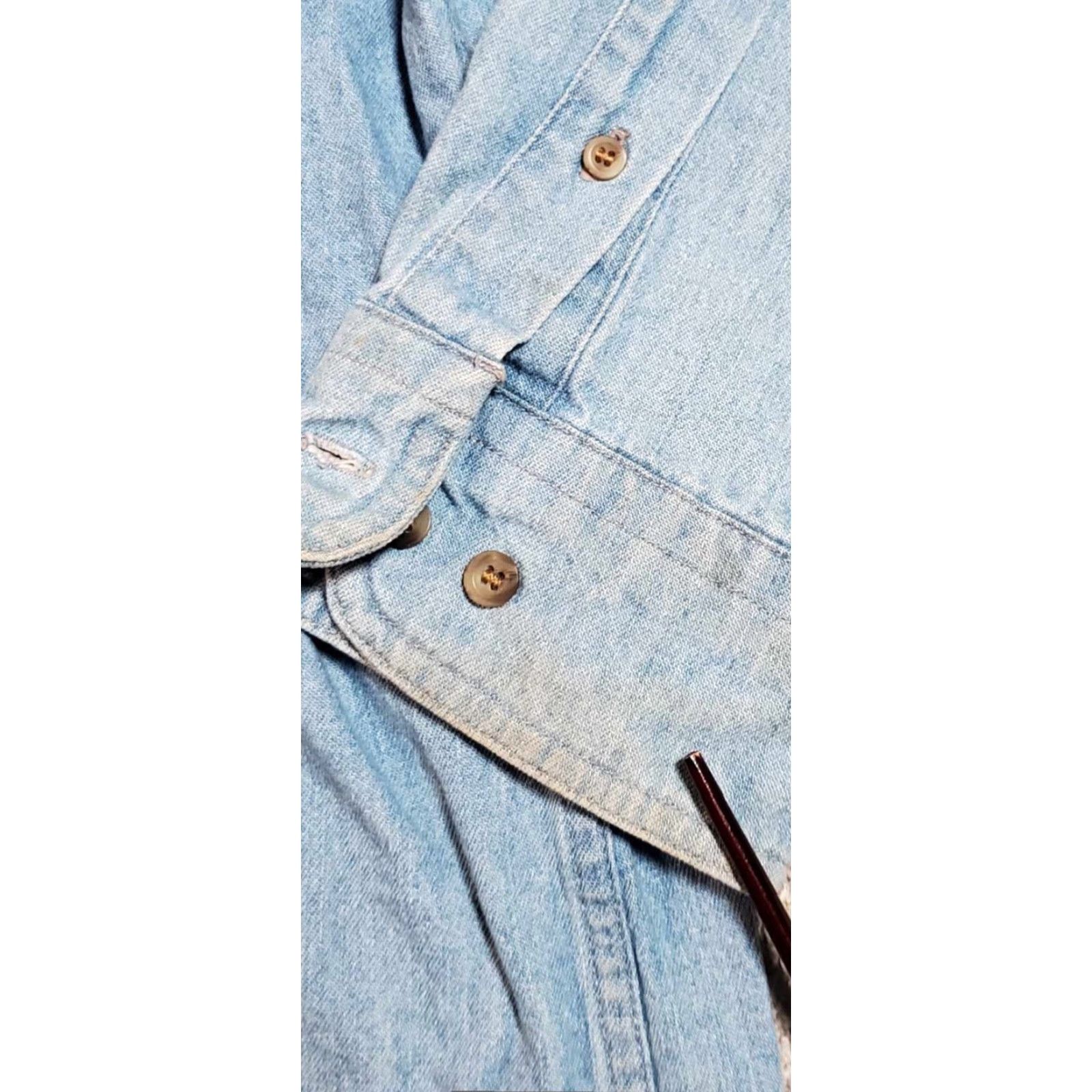 Vintage VINTAGE Woolrich Shirt Denim Long Sleeve Button-Up 2XL BIG Distressed Blueship? Size US XXL / EU 58 / 5 - 6 Thumbnail