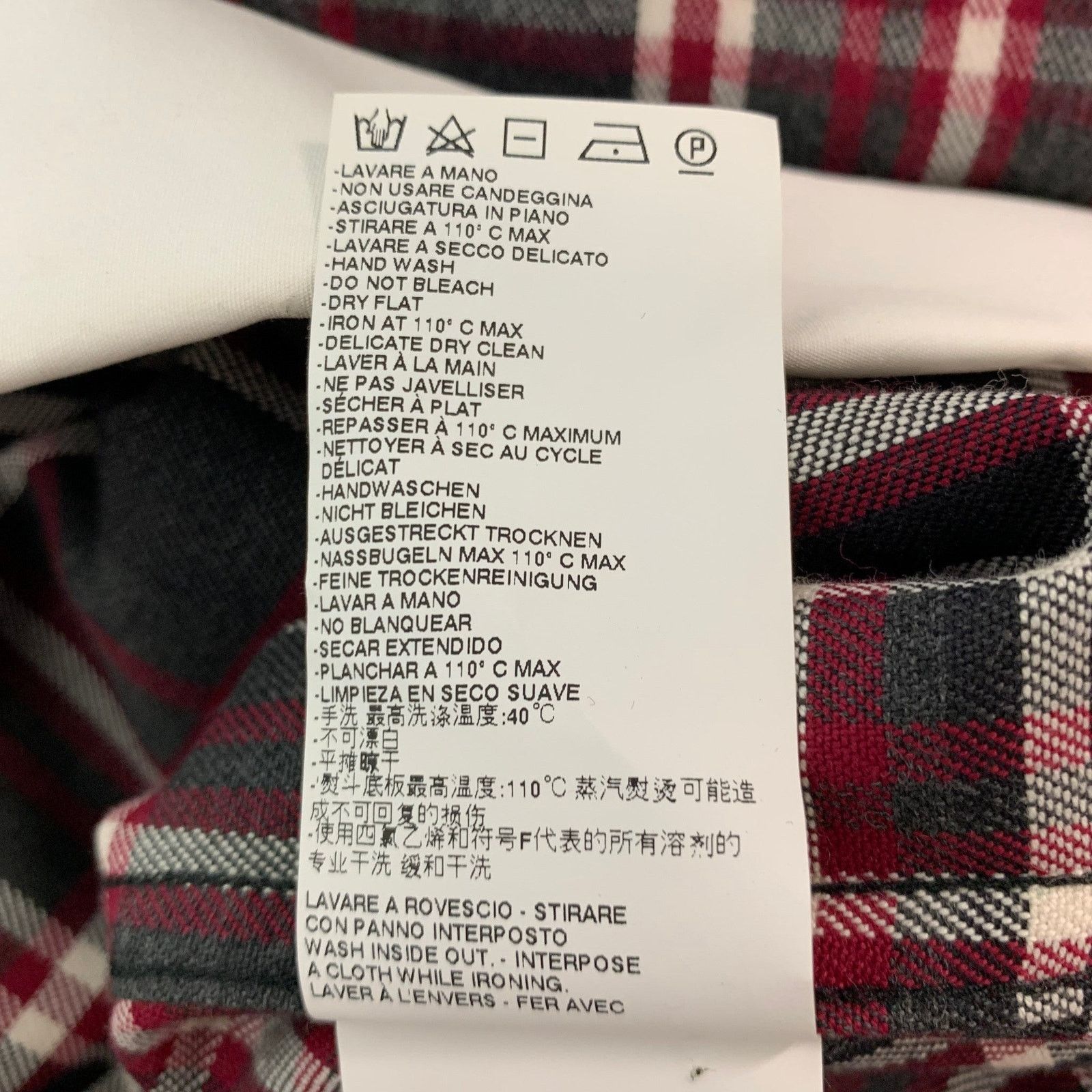 Dsquared2 Size S Grey Black Red Plaid Cotton Tuxedo Long Sleeve Shirt Size 48R - 9 Thumbnail