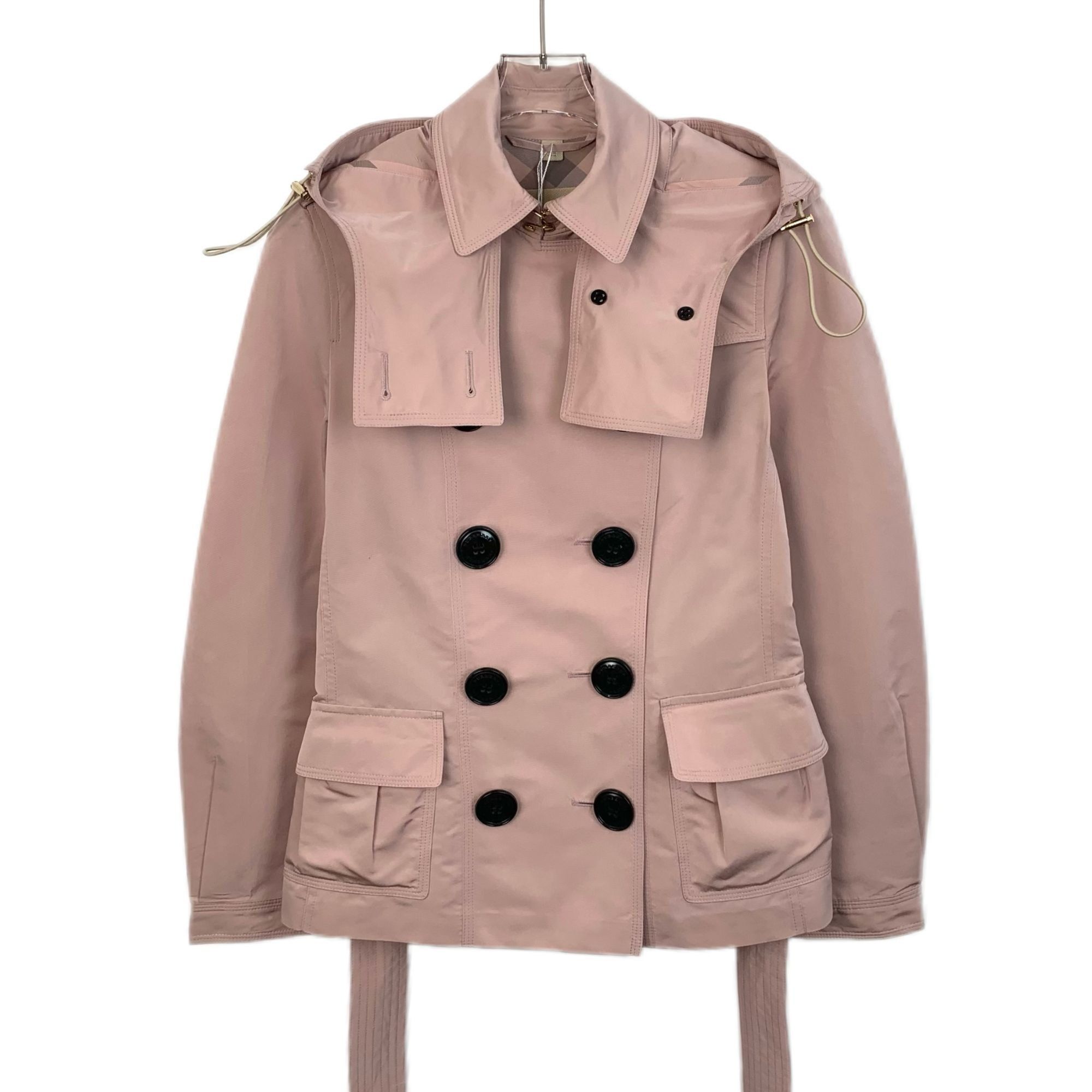 Burberry Burberry Brit Pink Hooded Double-Breasted Belted Short Trenc Size S / US 4 / IT 40 - 1 Thumbnail