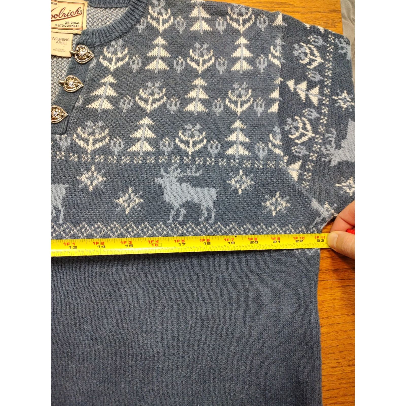 Vintage VINTAGE Woolrich Sweater Womens L Dark Blue Fair Isle Winter Deer Toggle Clasps Shirt Pullover Christmas Holiday Nature Outdoor Animals Size L / US 10 / IT 46 - 7 Thumbnail