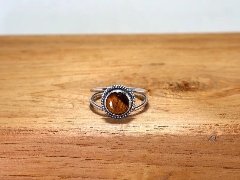 Tiger Eye 925 Sterling Silver Ring: Handmade Jewelry