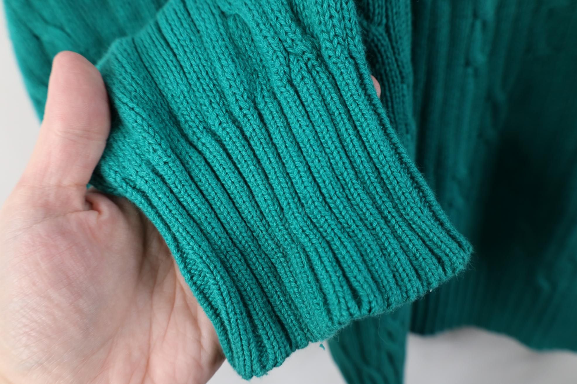 Vintage Vintage 90s Streetwear Chunky Cotton Knit Sweater Teal Size US L / EU 52-54 / 3 - 6 Thumbnail