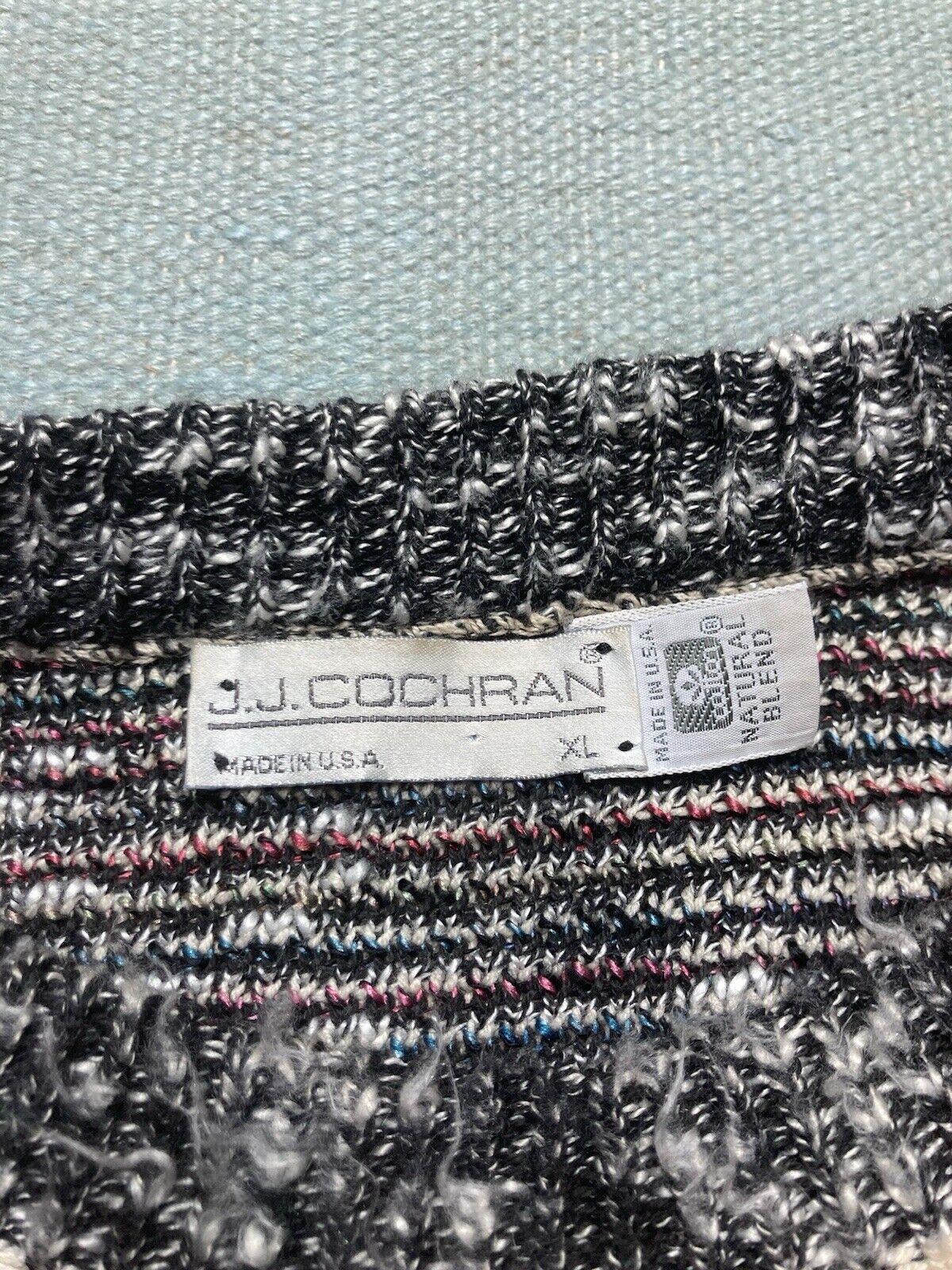 Vintage knit sweater cotton acrylic blend abstract geometric XL Size US XL / EU 56 / 4 - 4 Thumbnail