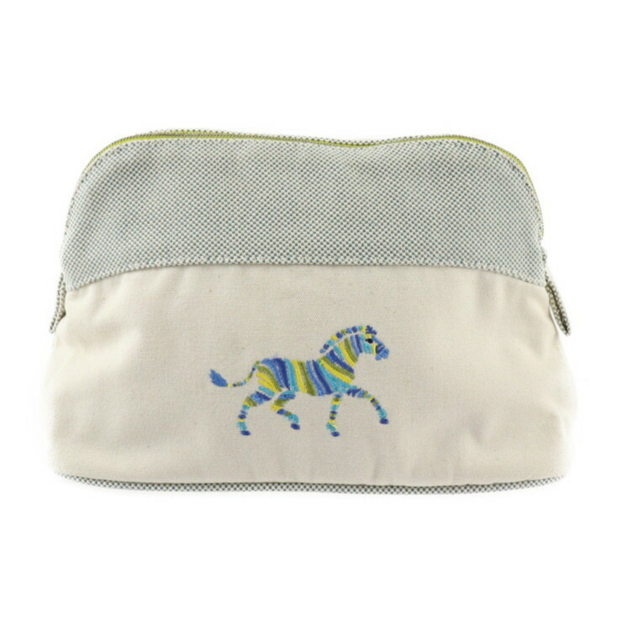 image of Hermes Bolide Pouch Mm Second Bag Cotton Canvas Natural Blue Multicolor Horse, Women's