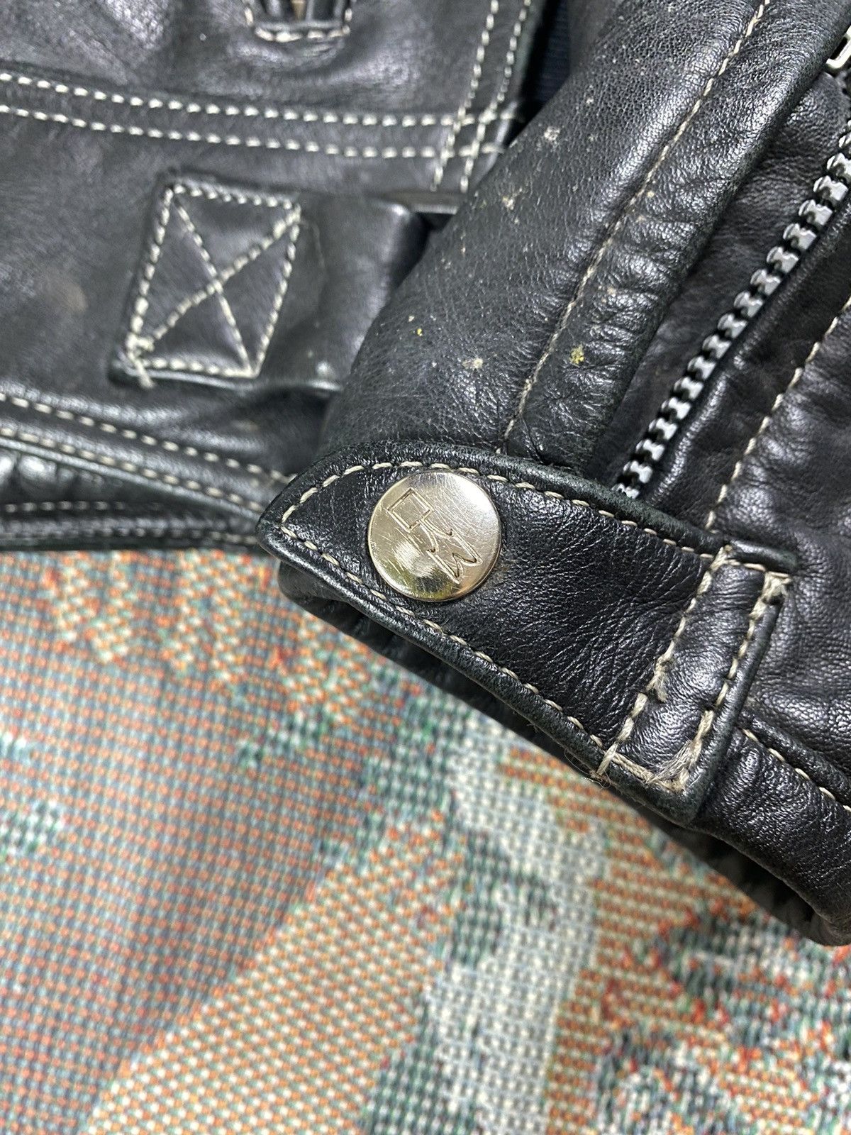 Vintage Kawasaki (Biker) Padded Leather Jacket Size US S / EU 44-46 / 1 - 5 Thumbnail