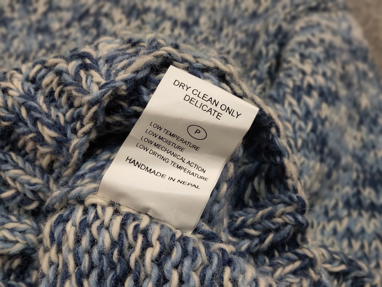 Designer Pachamama Design Handmade Knit Wool Blue Pullover Sweater Size US L / EU 52-54 / 3 - 19 Thumbnail