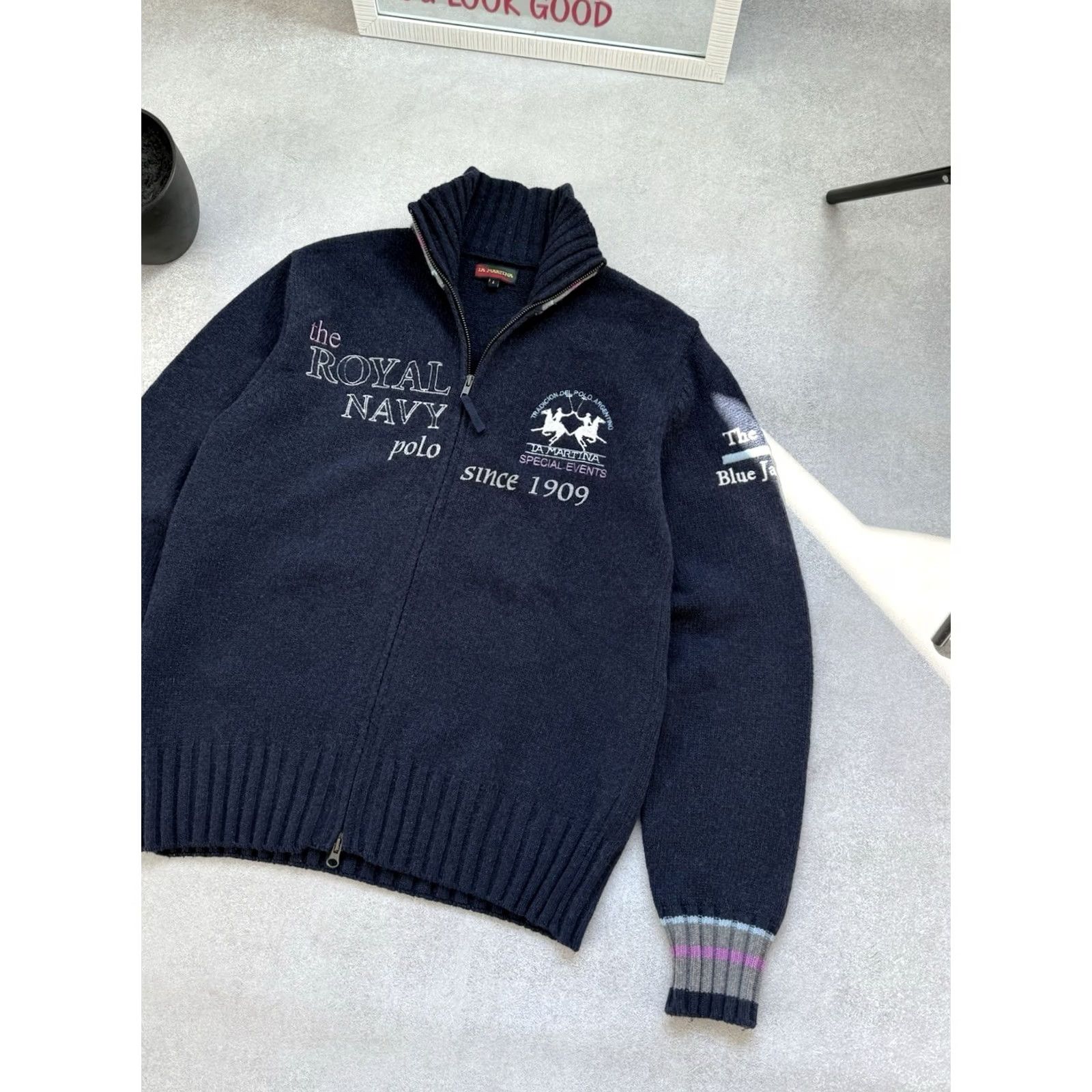 La Martina VINTAGE La Martina Sweater Full Zip Men L Navy Blue Wool Pullover 90s Streetwear Y2K Size US L / EU 52-54 / 3 - 5 Thumbnail