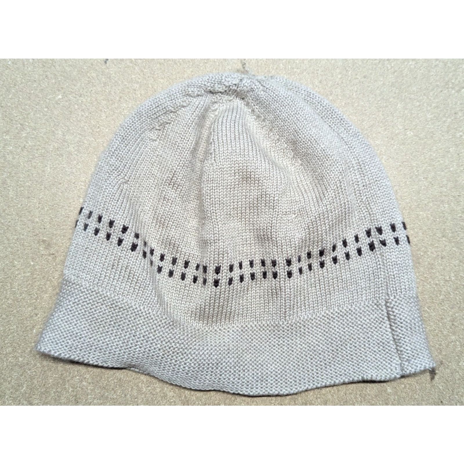 Vintage Lillelam Beanie Hat Womens Beige 56 Merino Wool Knitted Lightweight Fair Isle Hat 54-56 Wool Beanie Womens Size ONE SIZE - 2 Thumbnail