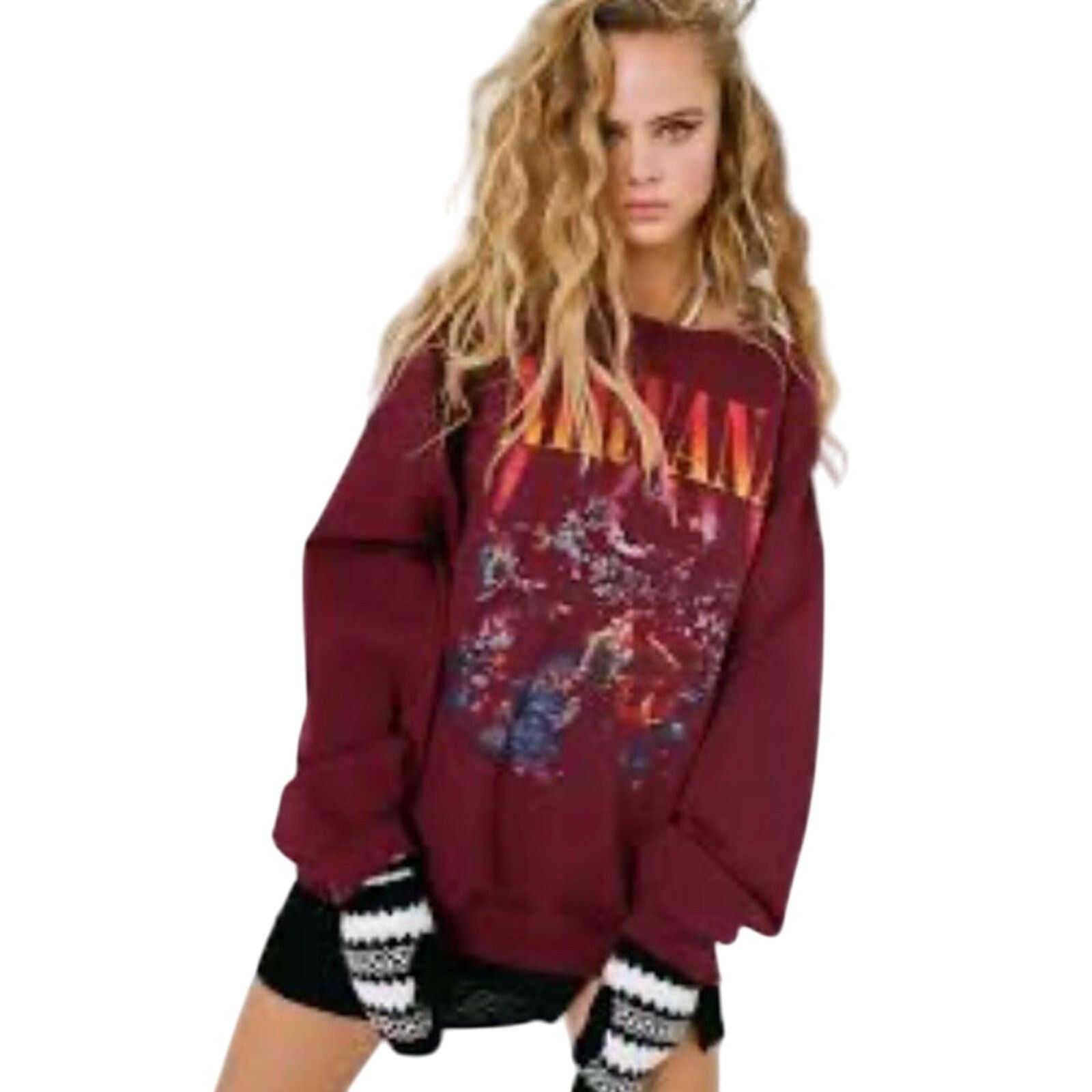 Nirvana NIRVANA Unplugged Red Mineral Wash Fleece Sweatshirt Size 5X Size 4XL / US 24-26 - 2 Thumbnail