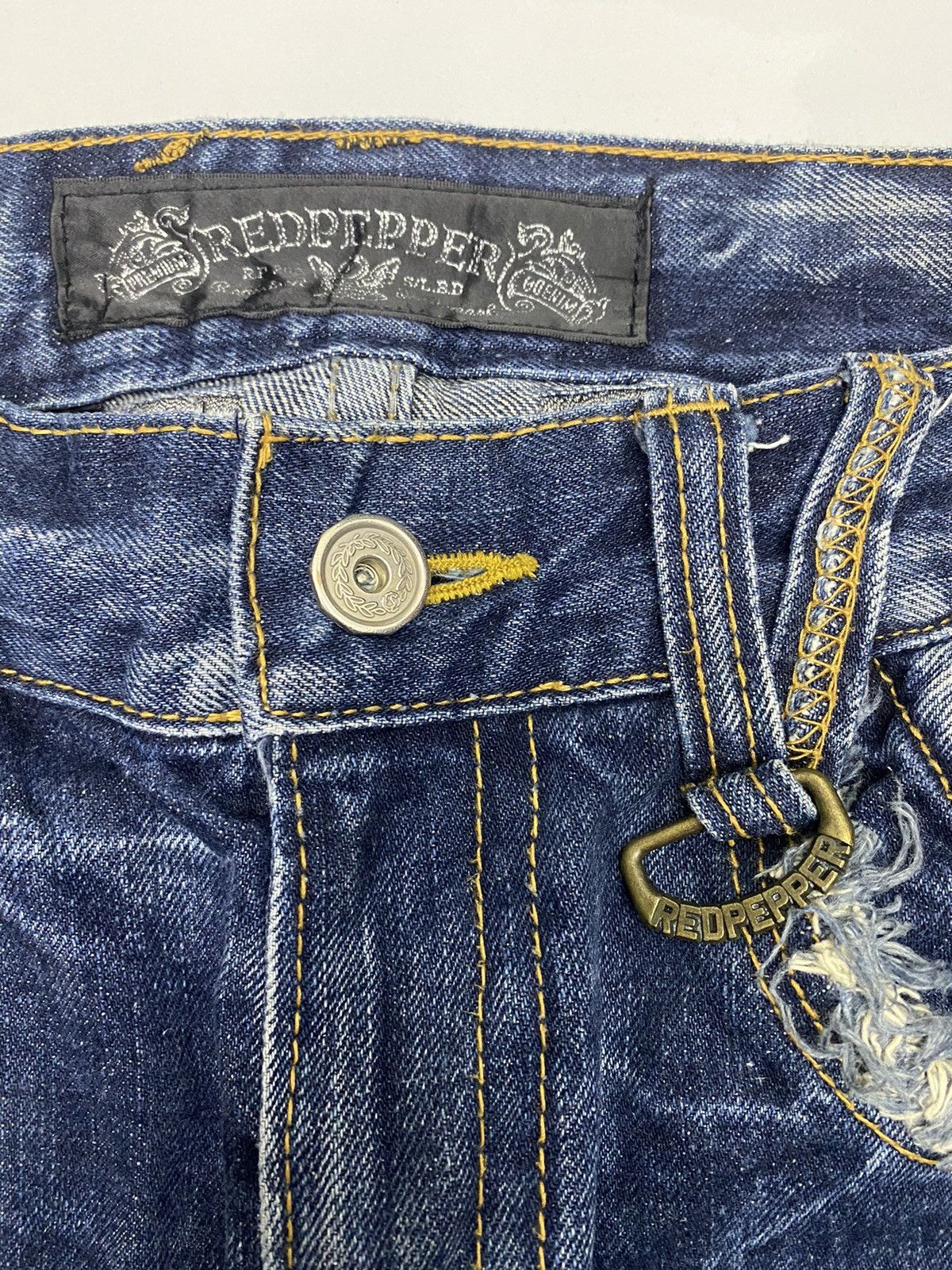 If Six Was Nine 🔥GRAIL 🇯🇵 RED PEPPER "PEACE" DISTRESSED DENIM JEANS Size US 32 / EU 48 - 9 Thumbnail