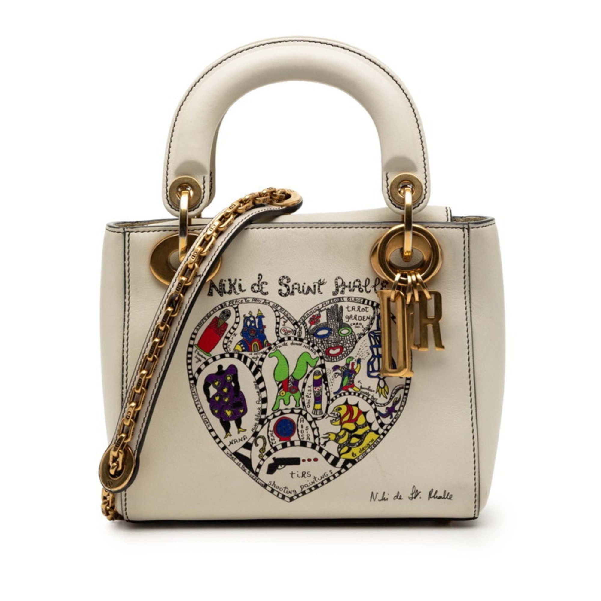 Dior Christian Dior Dior Lady Mini Niki de Saint Phalle Handbag/Shoulder Bag, 2-Way, Off-White Leather, Women's Size ONE SIZE - 1 Thumbnail