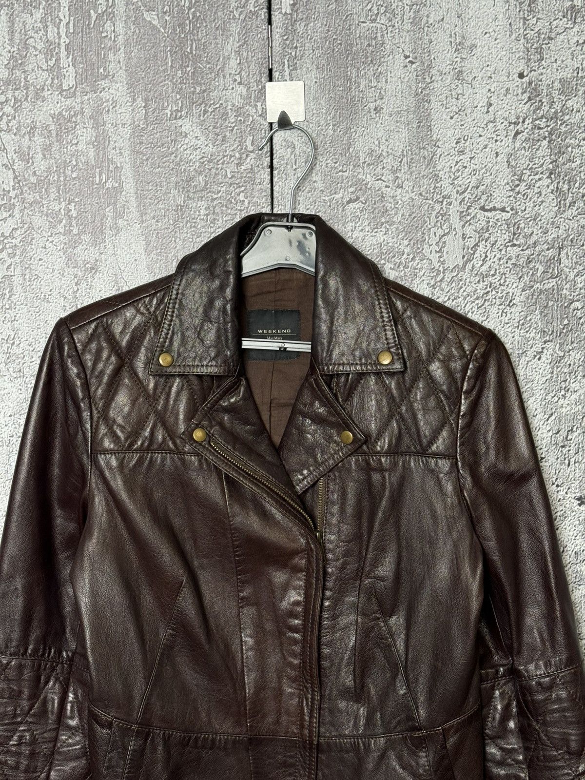Weekend Max Mara Weekend Max Mara Brown Leather Biker Jacket Cropped Moto Size S / US 4 / IT 40 - 2 Thumbnail