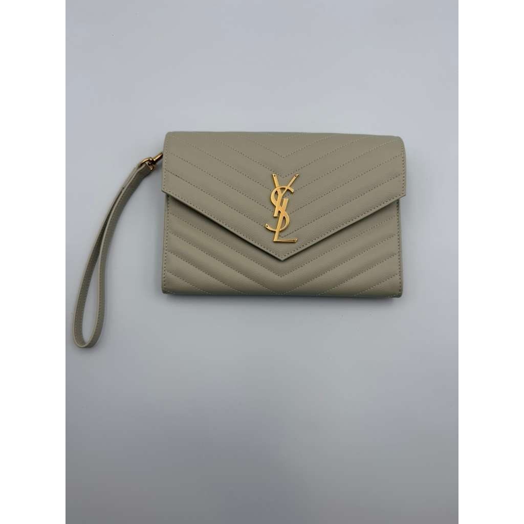 Saint Laurent Paris CC31 Size: OS / YSL Envelope wristlet in Grey Size ONE SIZE - 1 Thumbnail