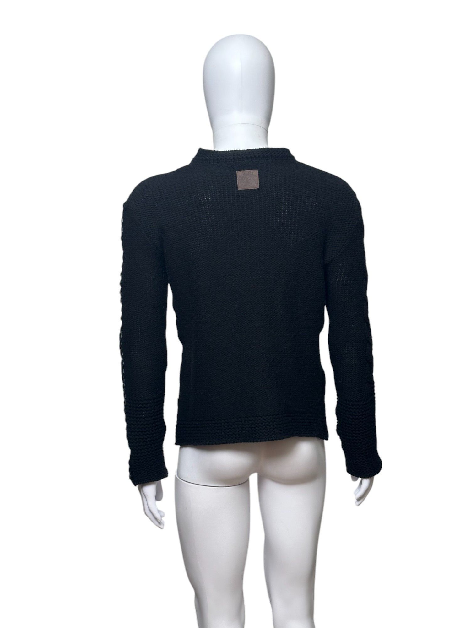 Just Cavalli Python Sleeve Wool Black Sweater Size US L / EU 52-54 / 3 - 4 Thumbnail