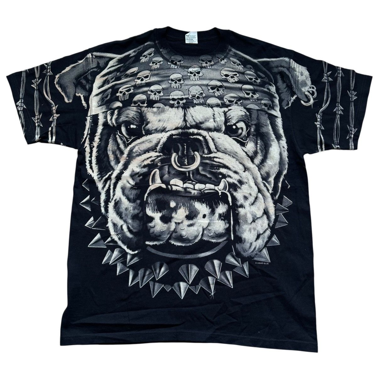 liquid blue bull dog barbed wire all over print shirt