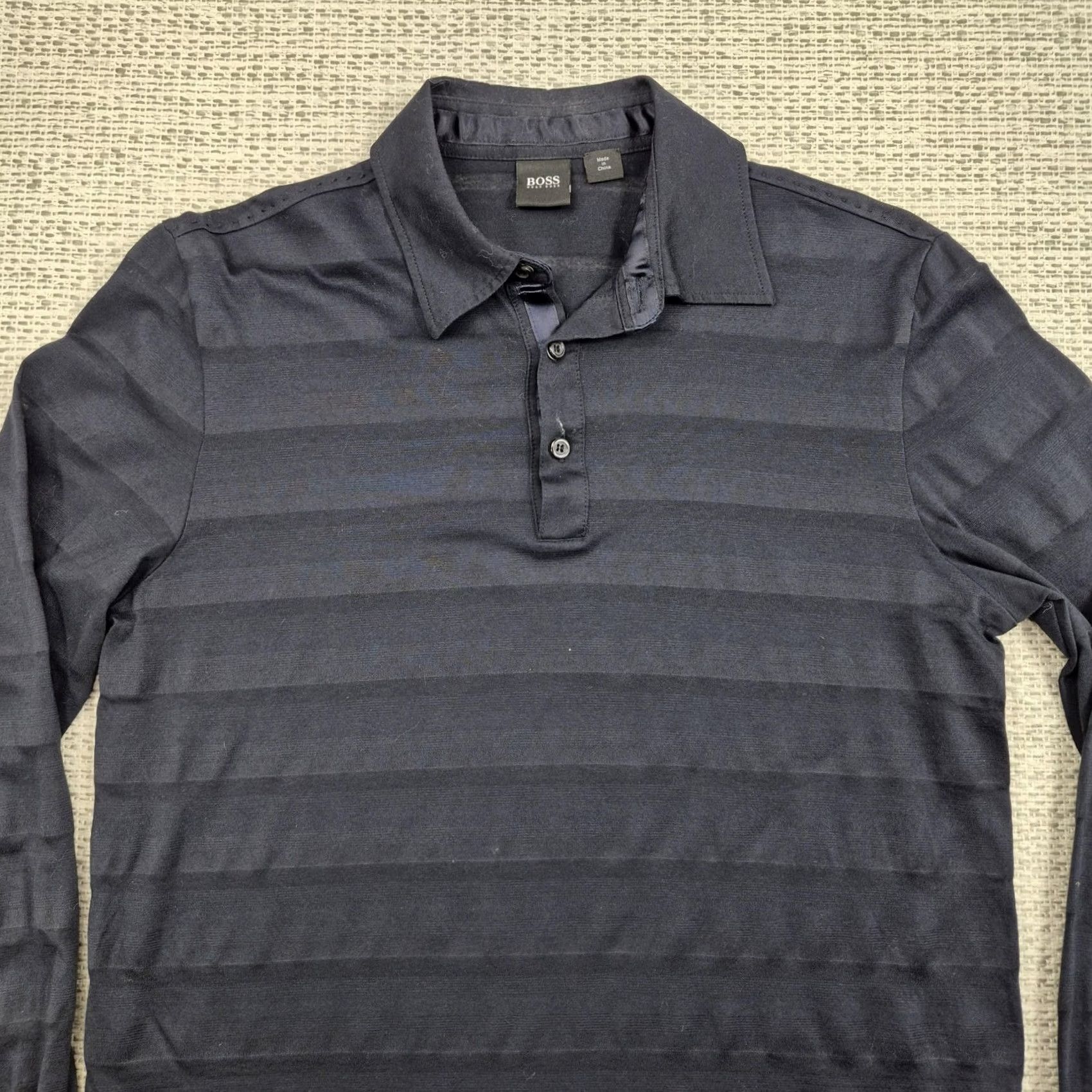 Hugo Boss HUGO BOSS Polo Shirt Mens Small Black Stripe Lightweight Knit Long Sleeve Casual Shirt Size US S / EU 44-46 / 1 - 4 Thumbnail