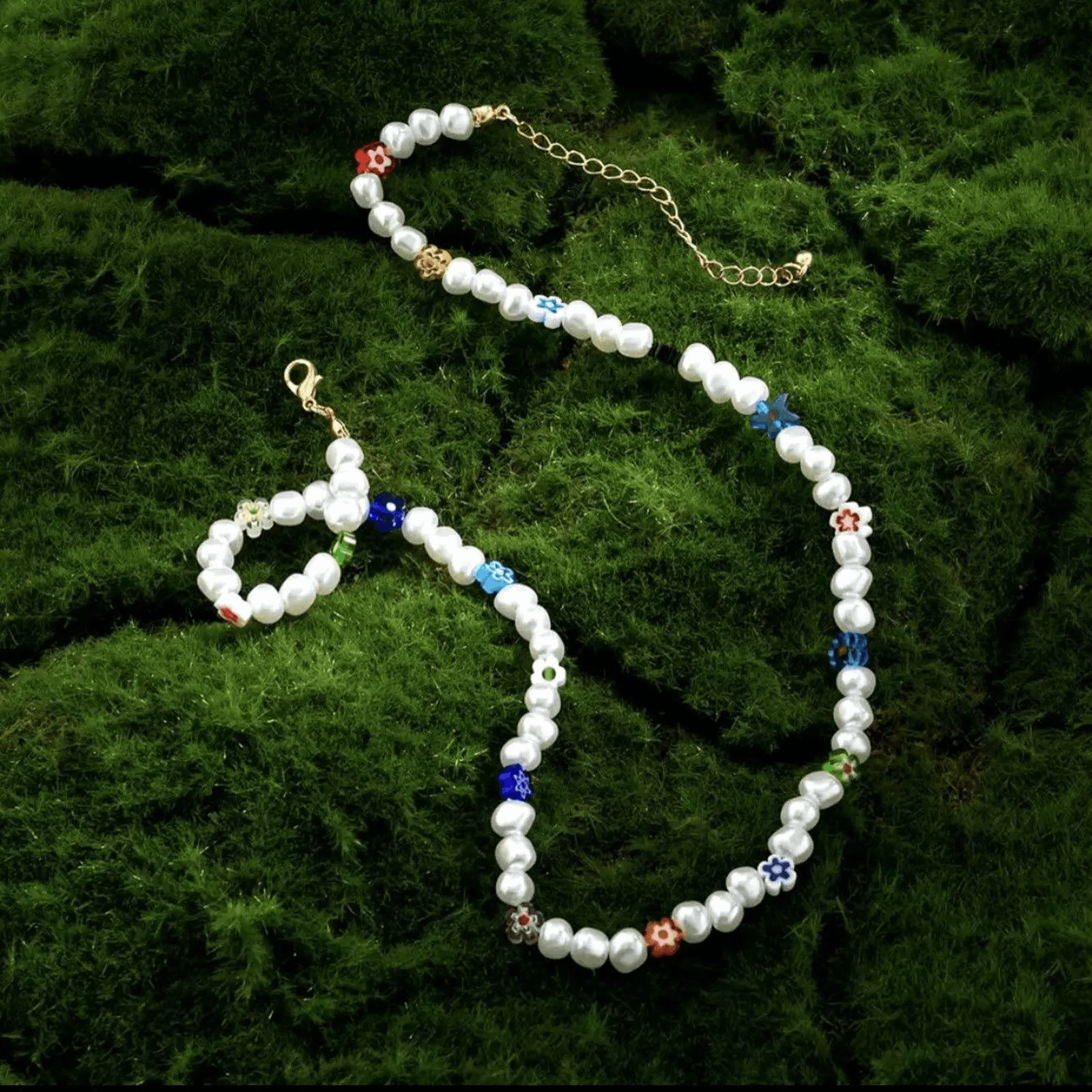 Jewelry Pearl Choker Flower Necklace Y2K Fashion Size ONE SIZE - 3 Thumbnail