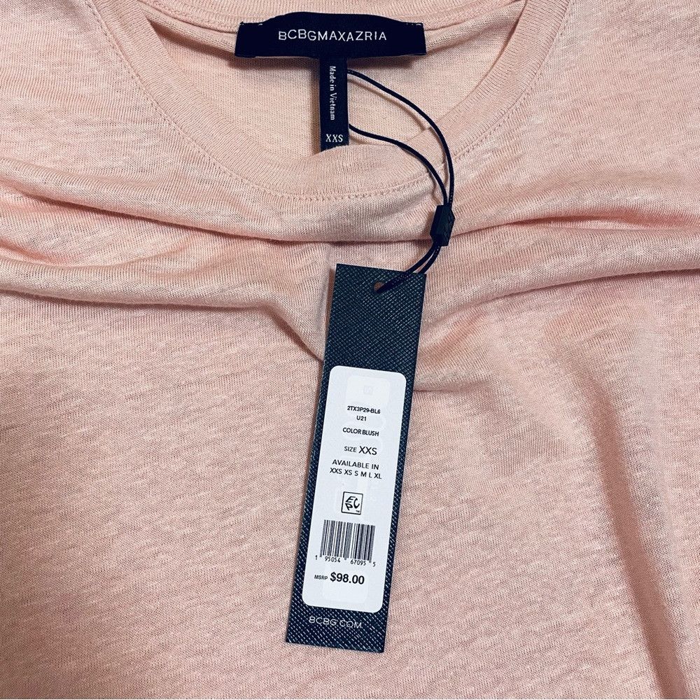 Bcbgmaxazria NWT New $98 BCBGMAXAZRIA Pink Linen Dolman Sleeve Top Size Size XXS / US 00 / IT 34 - 9 Thumbnail